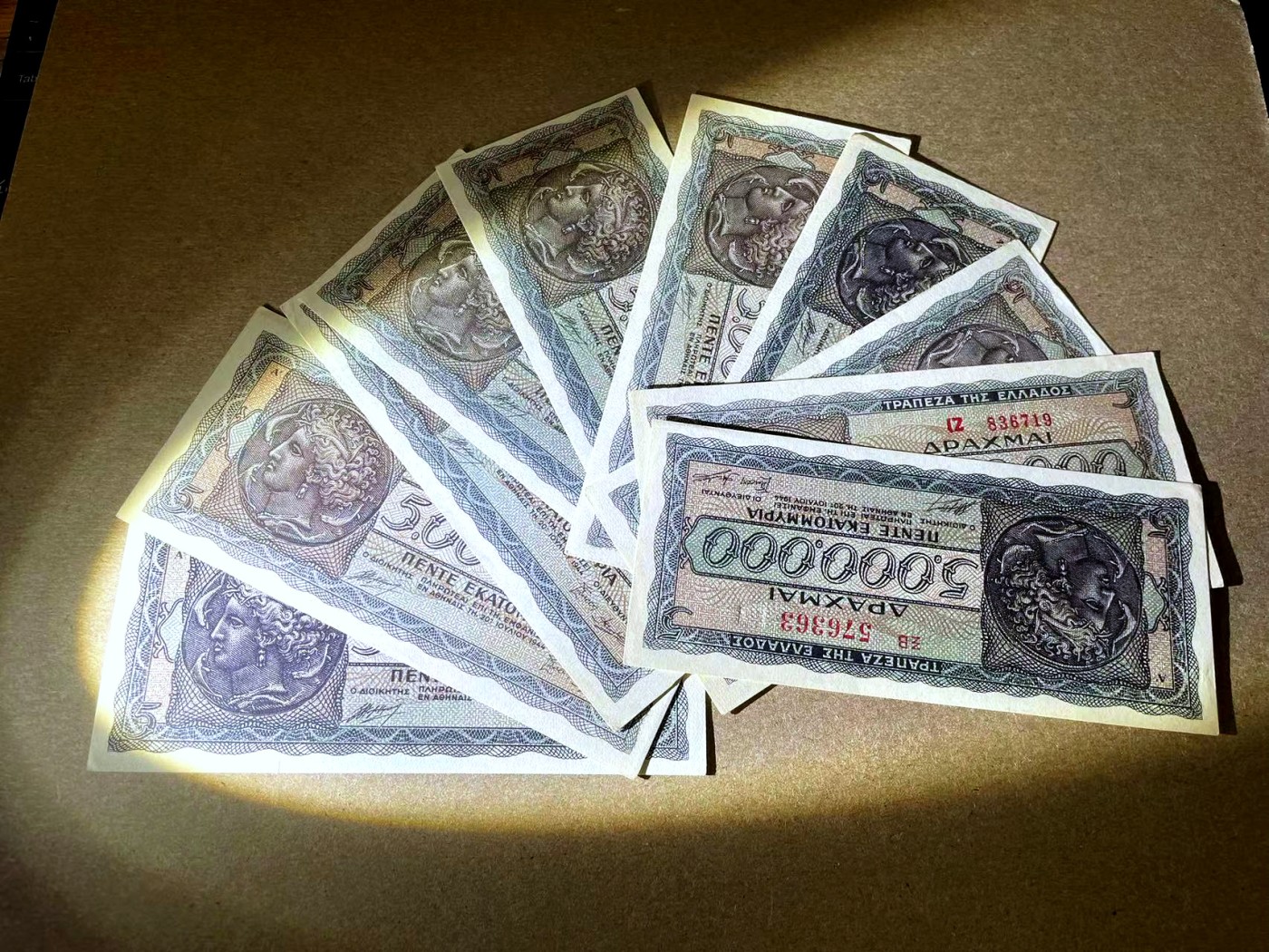 【Blue Auction】✨世界纸币精拍第442期【精】 【一组10张】希腊 500万德拉科马 UNC/UNC-