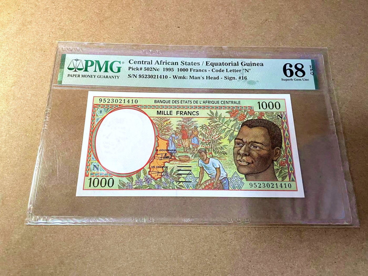 【Blue Auction】✨世界纸币精拍第442期【精】 中非共同体 1995年1000法郎 PMG68EPQ 超高分
