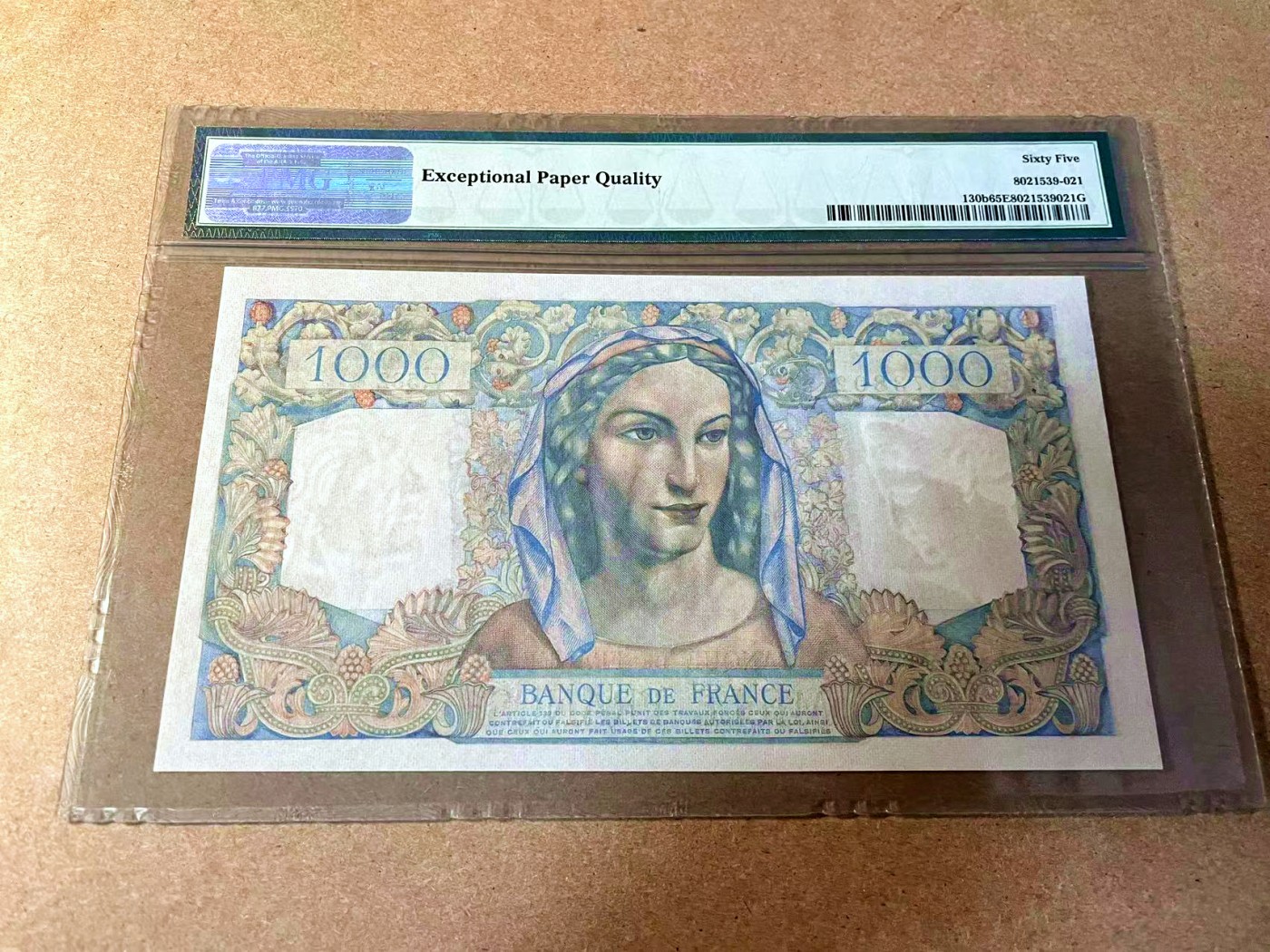 【Blue Auction】✨世界纸币精拍第442期【精】 法国 1949年1000法郎 PMG65EPQ 绝品