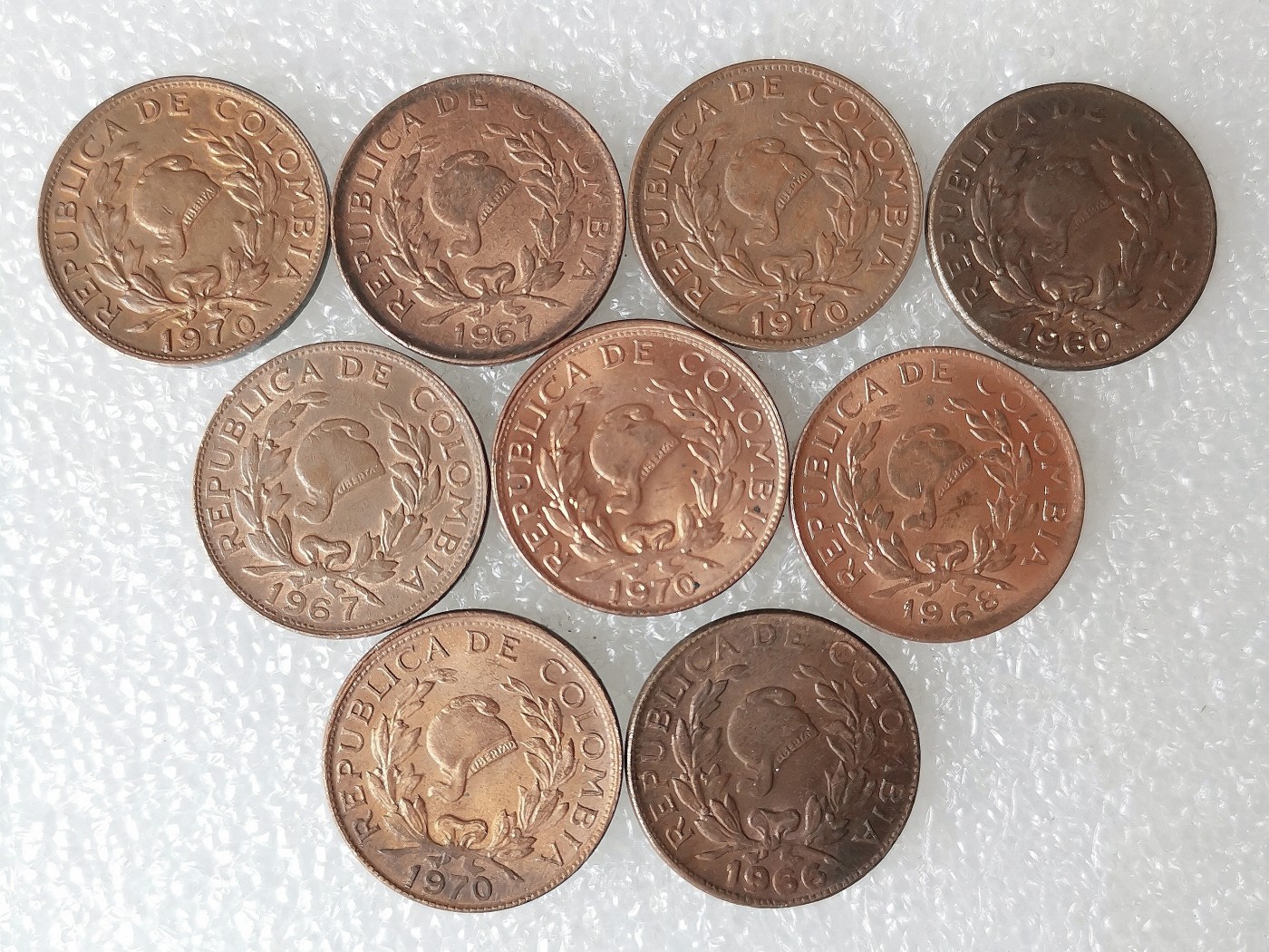 第一海外回流一元起拍收藏 散币专场 第69期 哥伦比亚5分铜币 自由帽 9枚