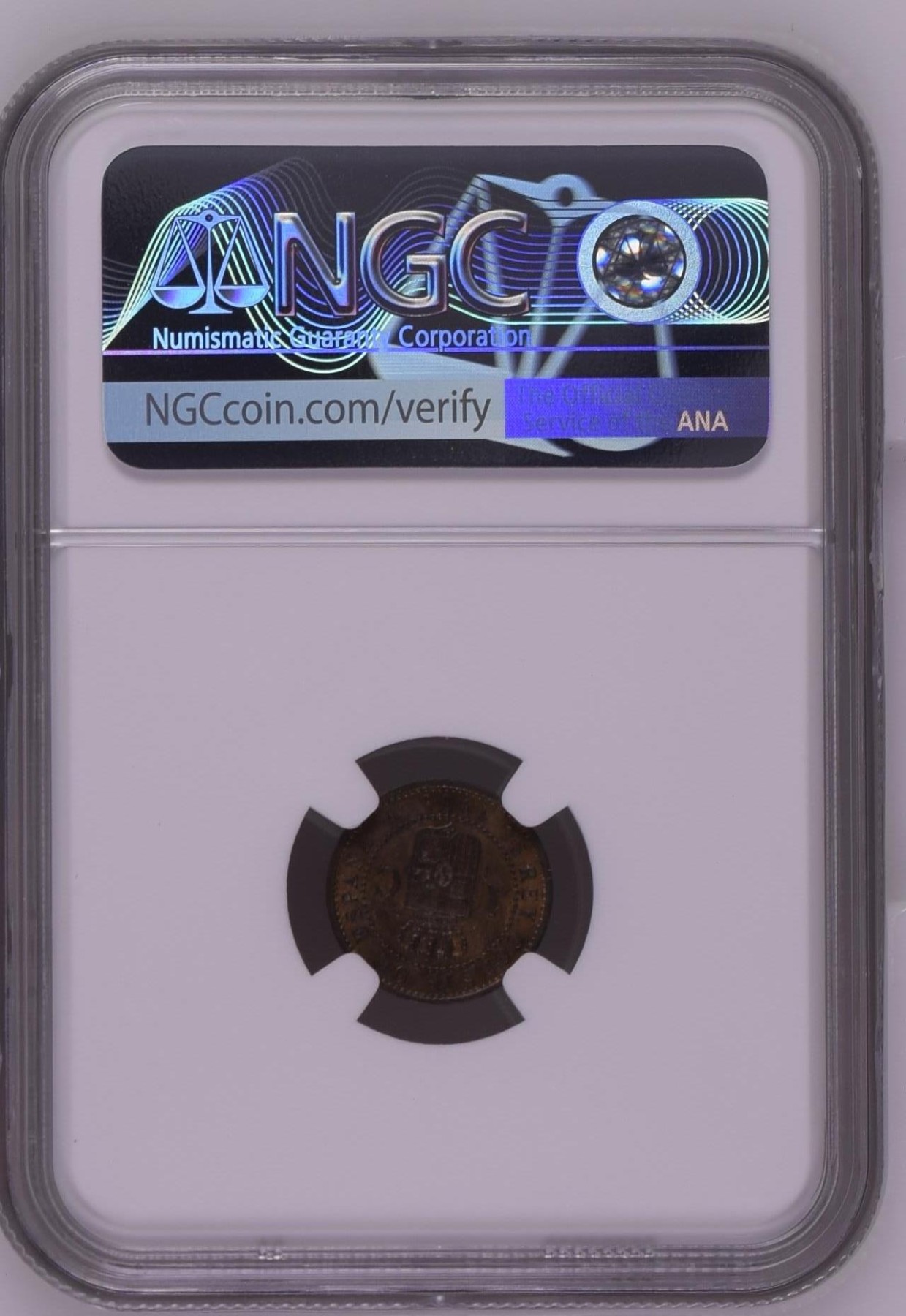 长老汇龙年精选第二场 1906(6) SLV 西班牙阿方索十三世1分铜币，NGC MS62RB