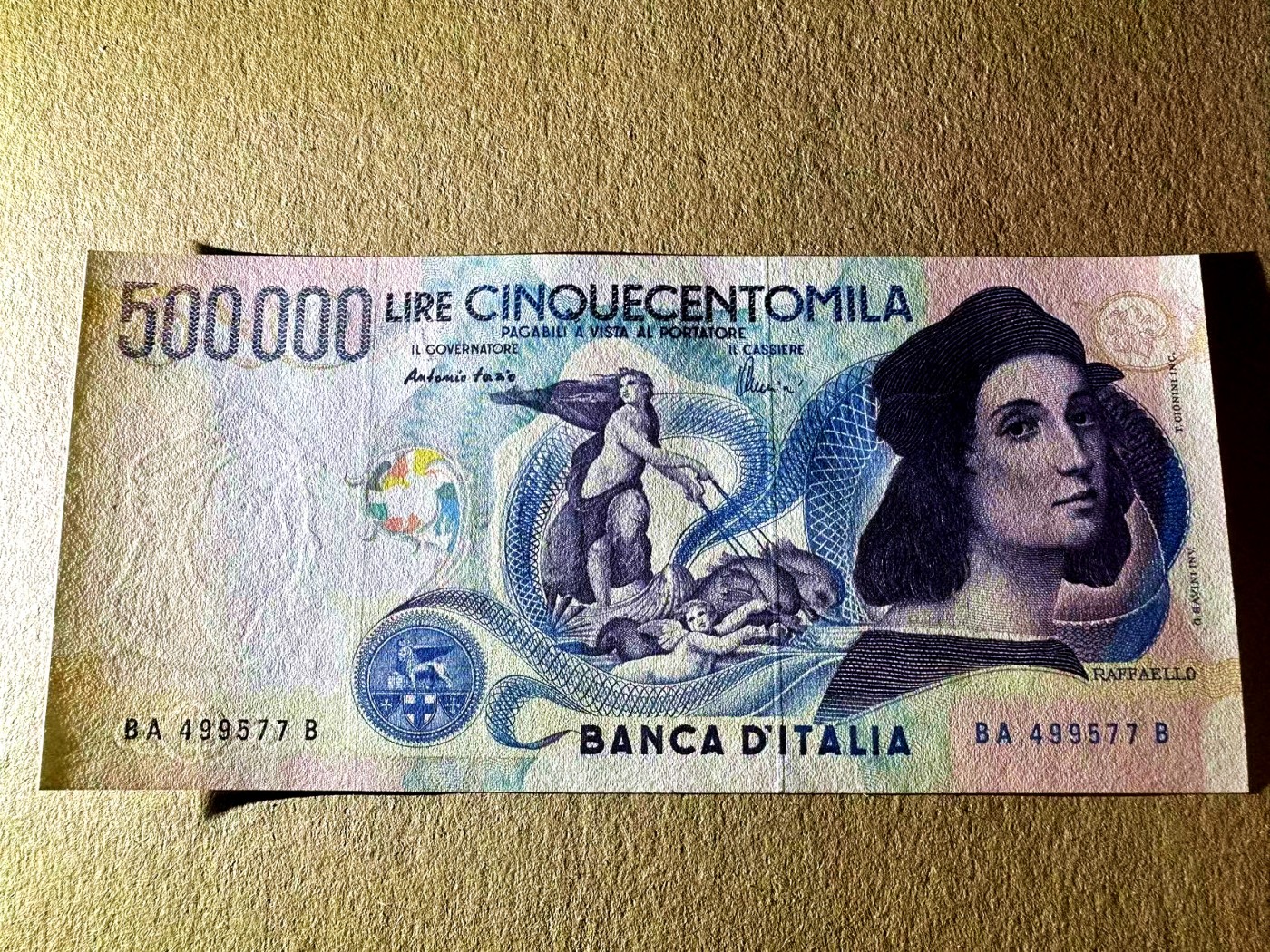 【Blue Auction】✨世界纸币精拍第442期【精】  意大利 1997年50万里拉 拉斐尔 经典 全新UNC