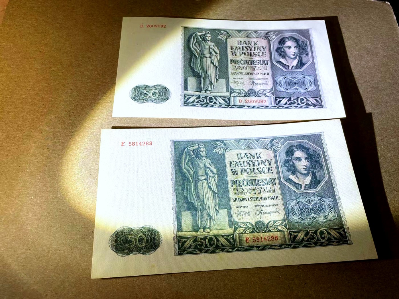 【Blue Auction】✨世界纸币精拍第442期【精】 【一组2张】波兰 1940年50兹罗提 大票幅 UNC-
