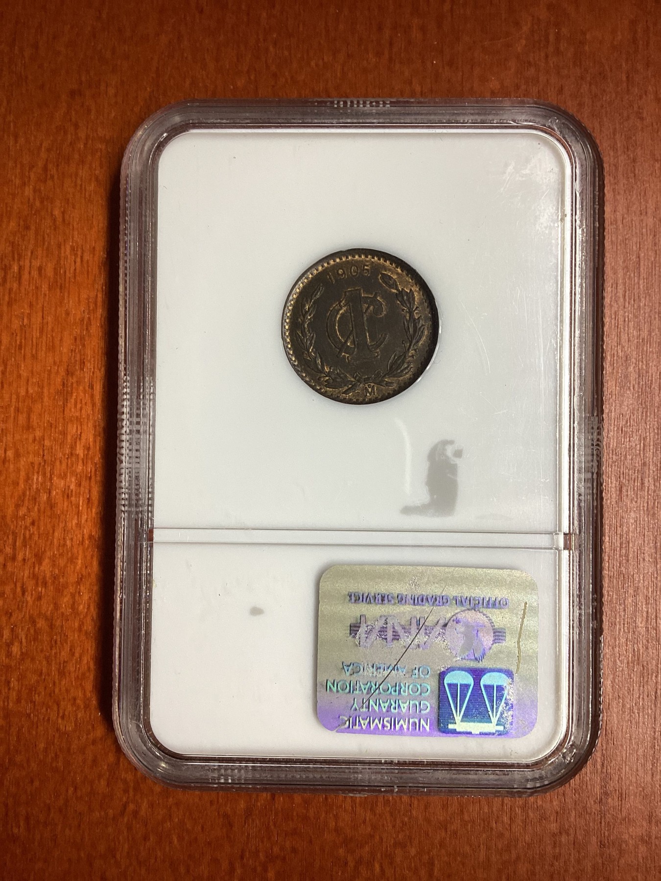 长老汇龙年精选第二场 1905Mo 墨西哥1分铜币，NGC MS65BN，老白盒，亚军分，更高分仅有一枚
