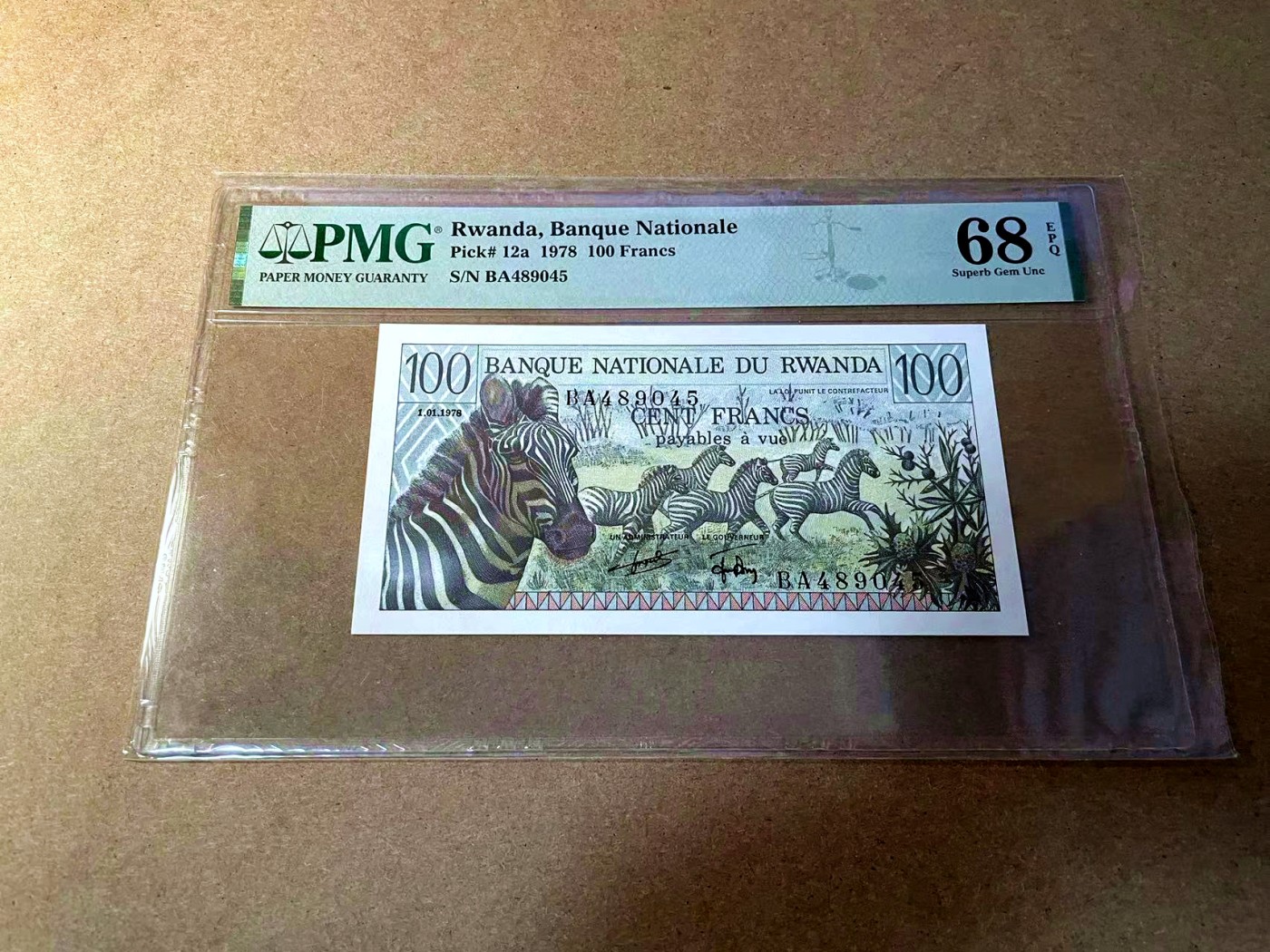 【Blue Auction】✨世界纸币精拍第442期【精】 卢旺达 1978年100法郎 斑马 PMG68EPQ 超高分