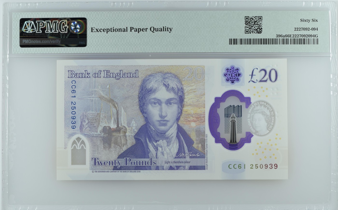 收藏联盟Quantum Auction 第329期拍卖  英国2018 (ND 2020)年20镑 PMG66 号码无47