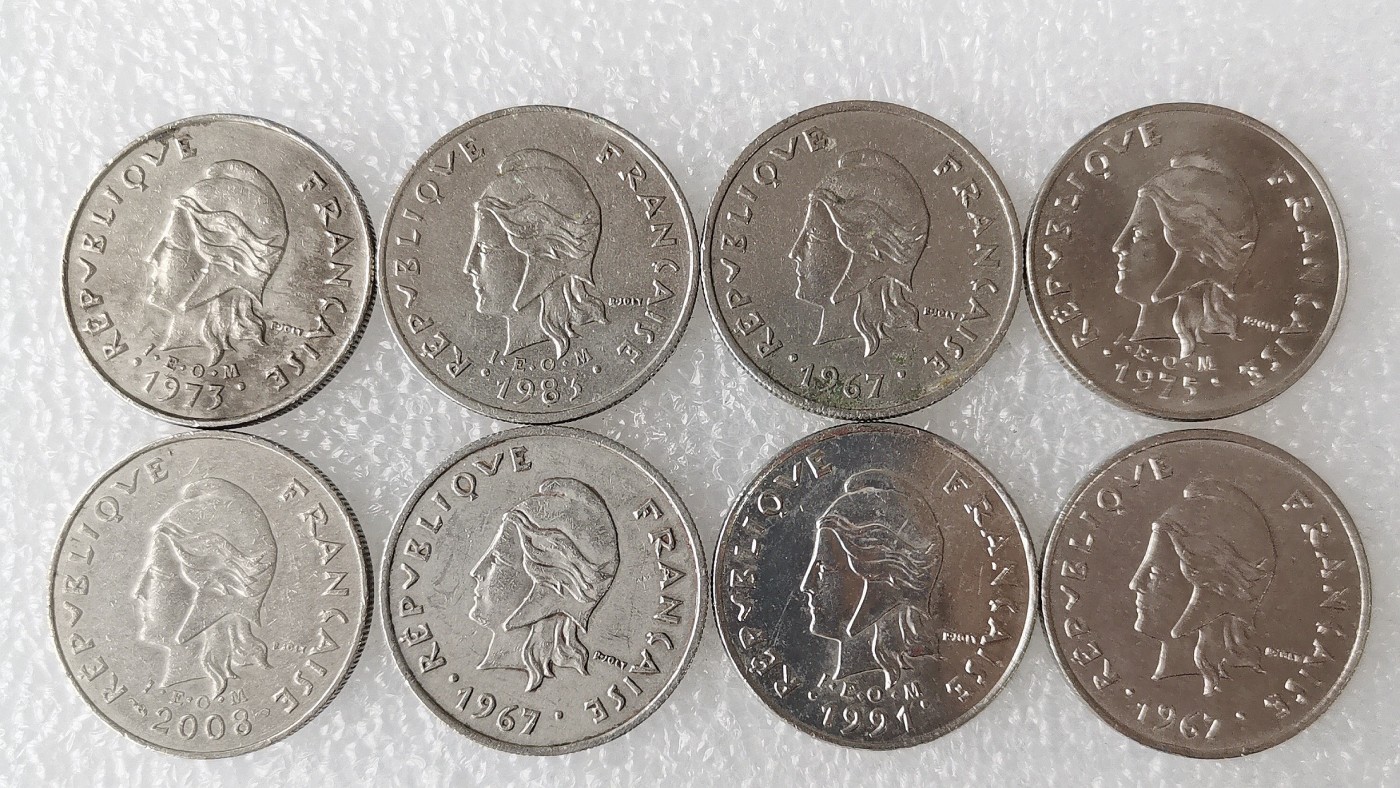 第一海外回流一元起拍收藏 散币专场 第69期 法属波利尼西亚10法郎 8枚