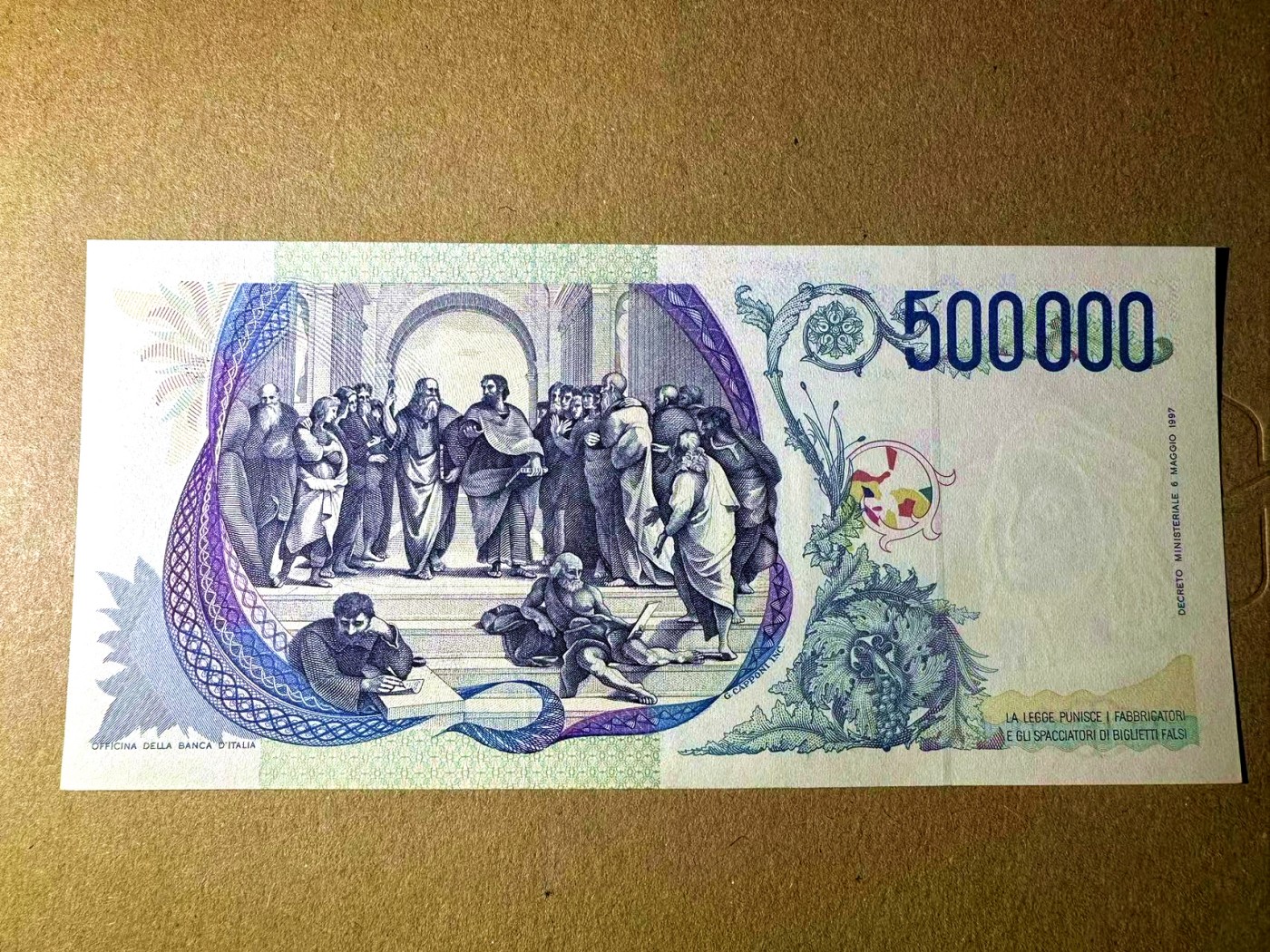 【Blue Auction】✨世界纸币精拍第442期【精】  意大利 1997年50万里拉 拉斐尔 经典 全新UNC