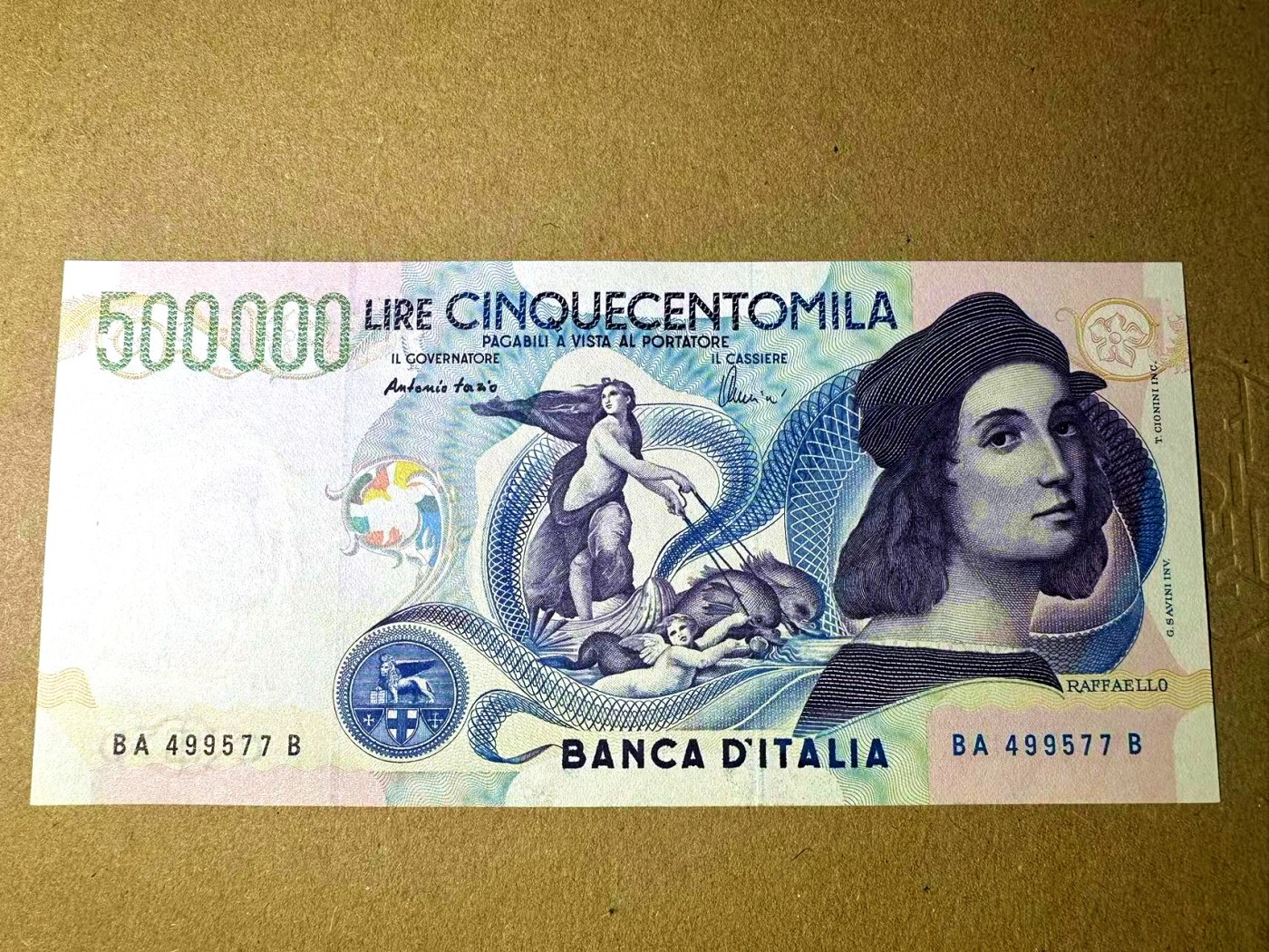 【Blue Auction】✨世界纸币精拍第442期【精】  意大利 1997年50万里拉 拉斐尔 经典 全新UNC