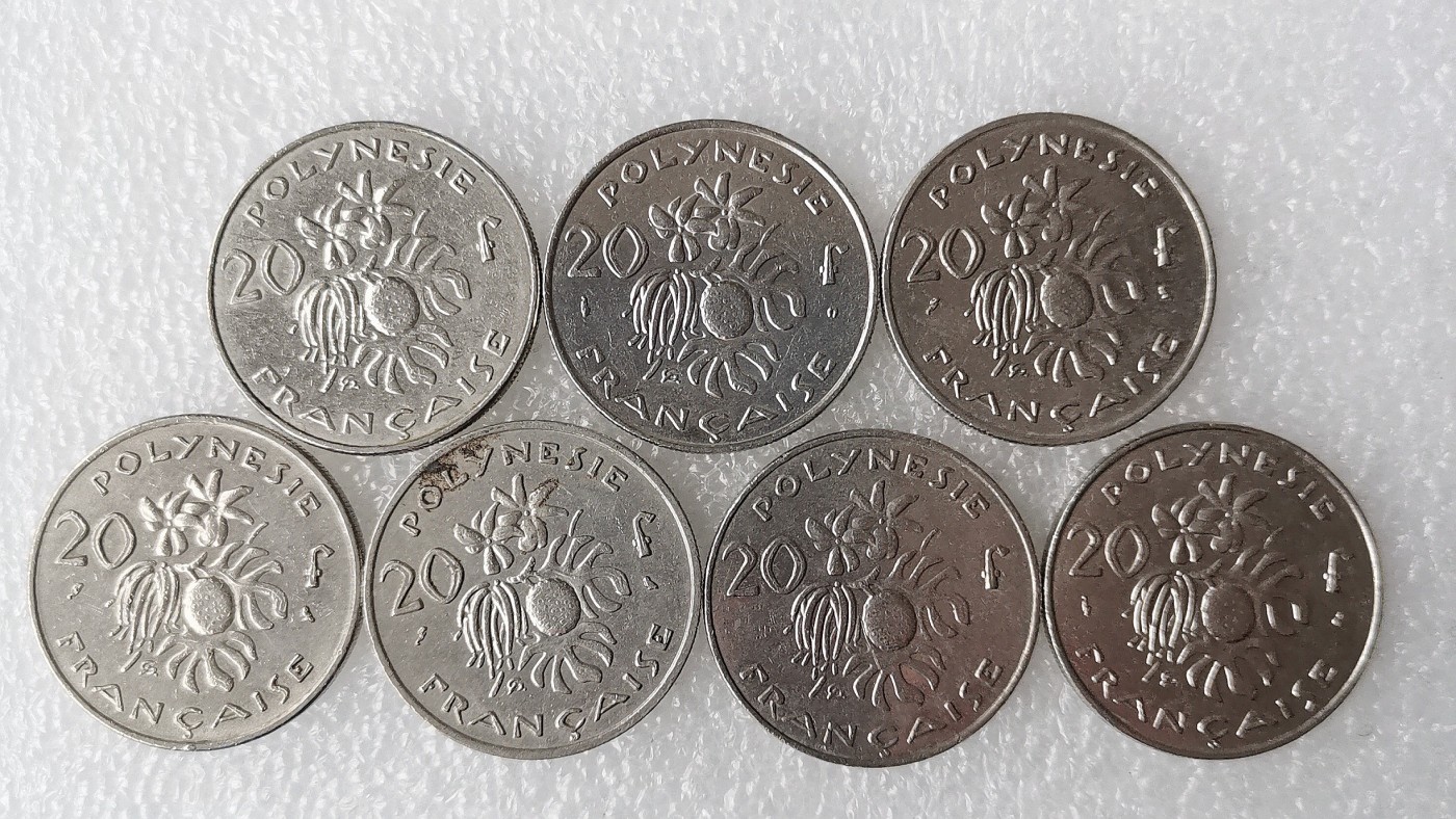 第一海外回流一元起拍收藏 散币专场 第69期 法属波利尼西亚20法郎 7枚