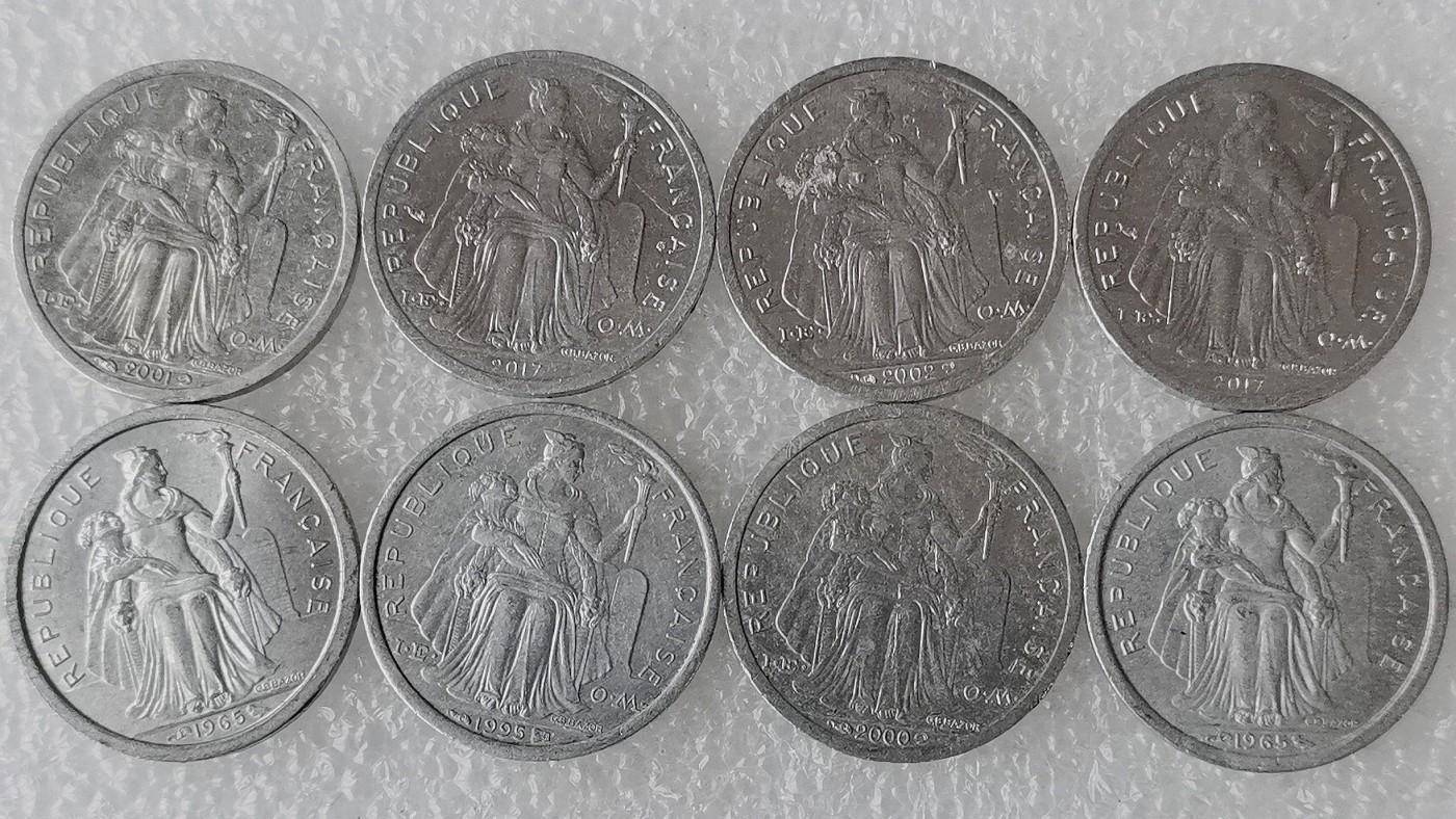 第一海外回流一元起拍收藏 散币专场 第69期 波利尼西亚1法郎 8枚