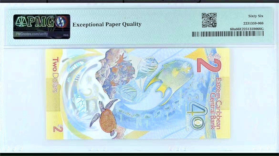 【Blue Auction】✨世界纸币精拍第442期【精】 【AA】东加勒比 2023年2元 纪念钞 PMG66EPQ 热门提名