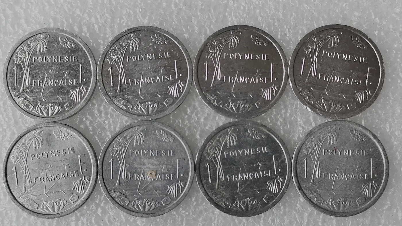第一海外回流一元起拍收藏 散币专场 第69期 波利尼西亚1法郎 8枚