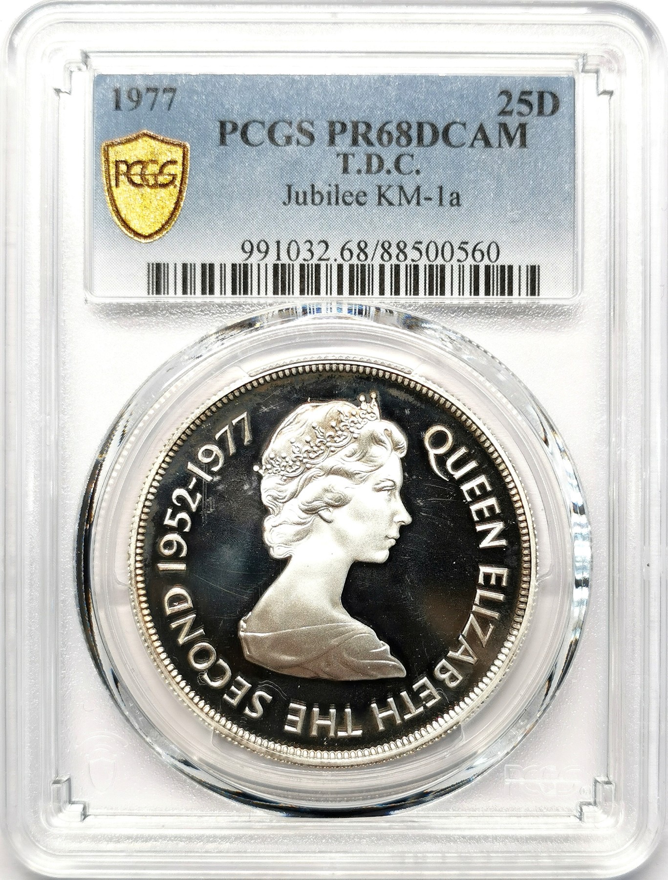 凡希社世界钱币微拍第二百六十二期 1977特里斯坦达库尼亚女王加冕25周年纪念大银精铸PCGS-PR68DCAM