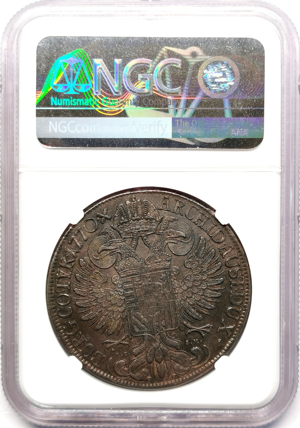 凡希社世界钱币微拍第二百六十二期 1770神罗特蕾莎泰勒大银NGC-AUD 维也纳厂，深色包浆，味道相当好！