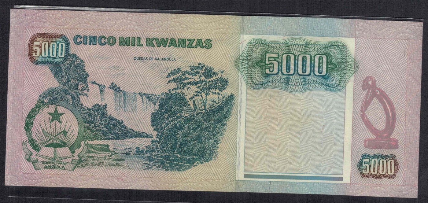 安哥拉1991年5000宽扎 数三 豹子号 签名17 P-130b 非洲纸币 实物图 UNC