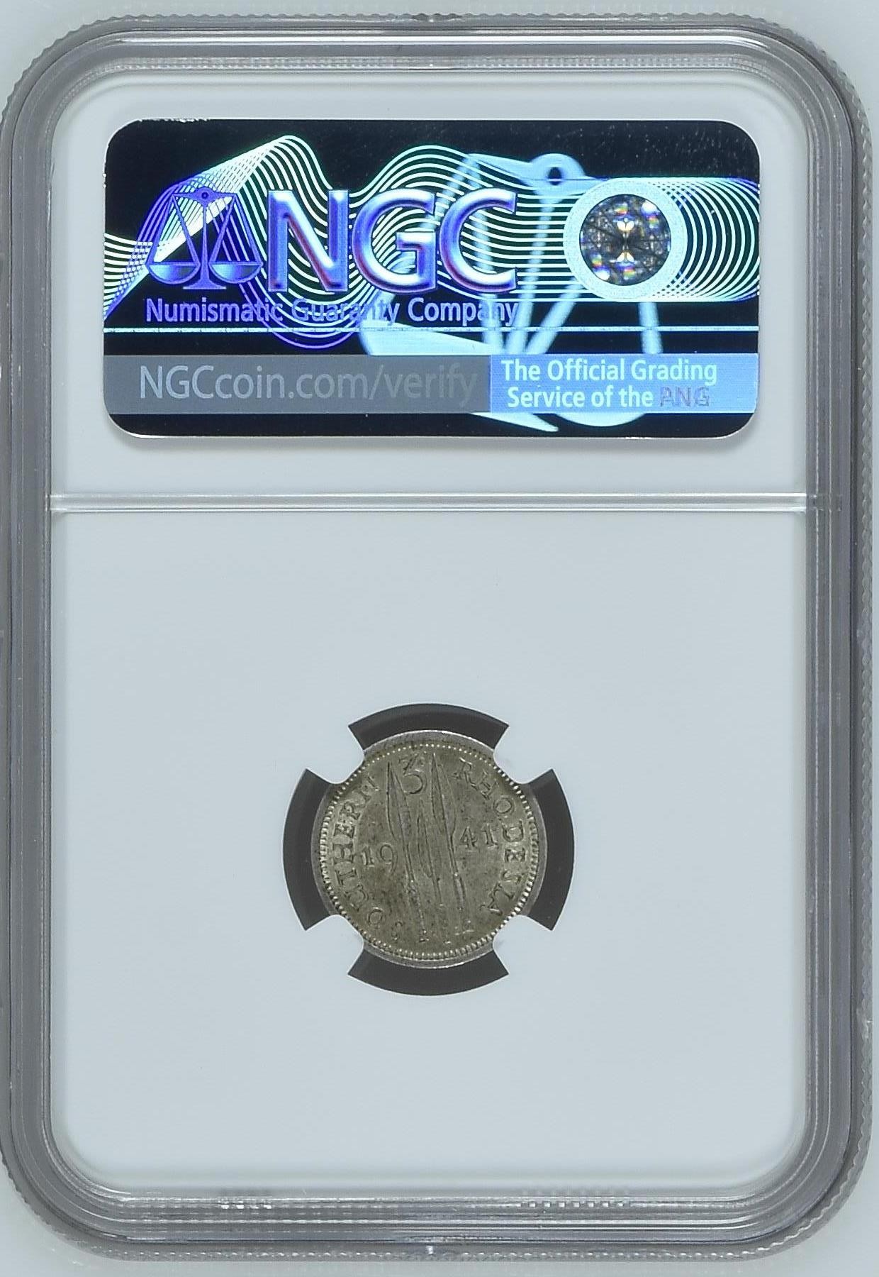 长老汇龙年精选第二场 1941南罗德西亚乔治六世3便士银币，NGC MS62分，更高分仅有6枚