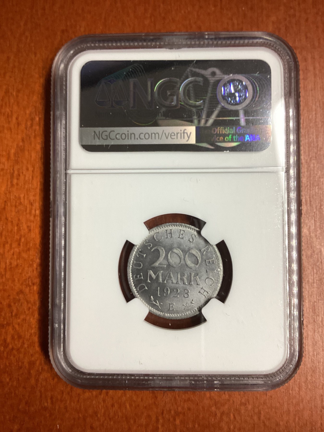 长老汇龙年精选第二场 1923E 德国魏玛200马克铝币，NGC MS65分，亚军分，更高分仅有4枚