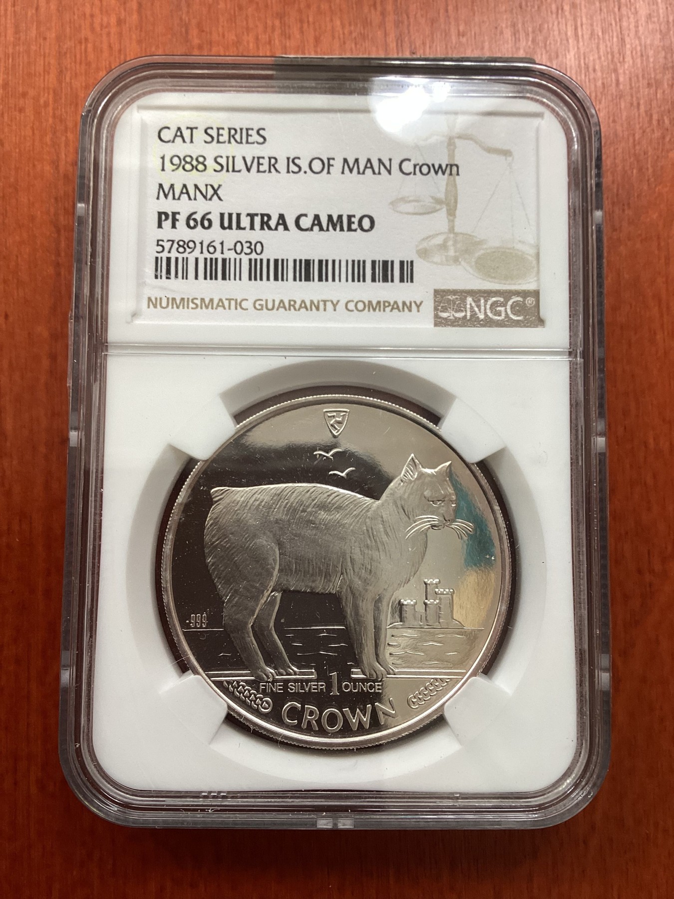 长老汇龙年精选第二场 1988 马恩猫系列马恩猫1克朗精制银币，NGC PF66UC
