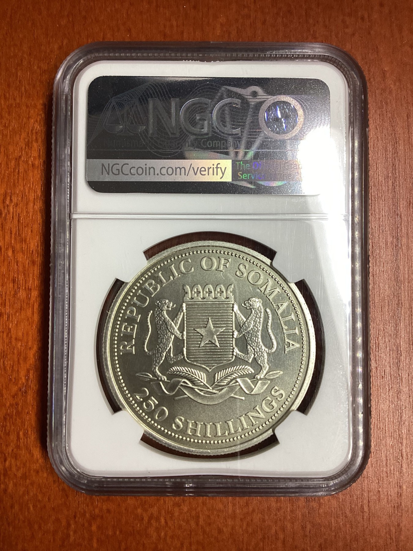 长老汇龙年精选第二场 2002索马里示巴女王250先令银币，NGC MS66分，NGC成立35周年标