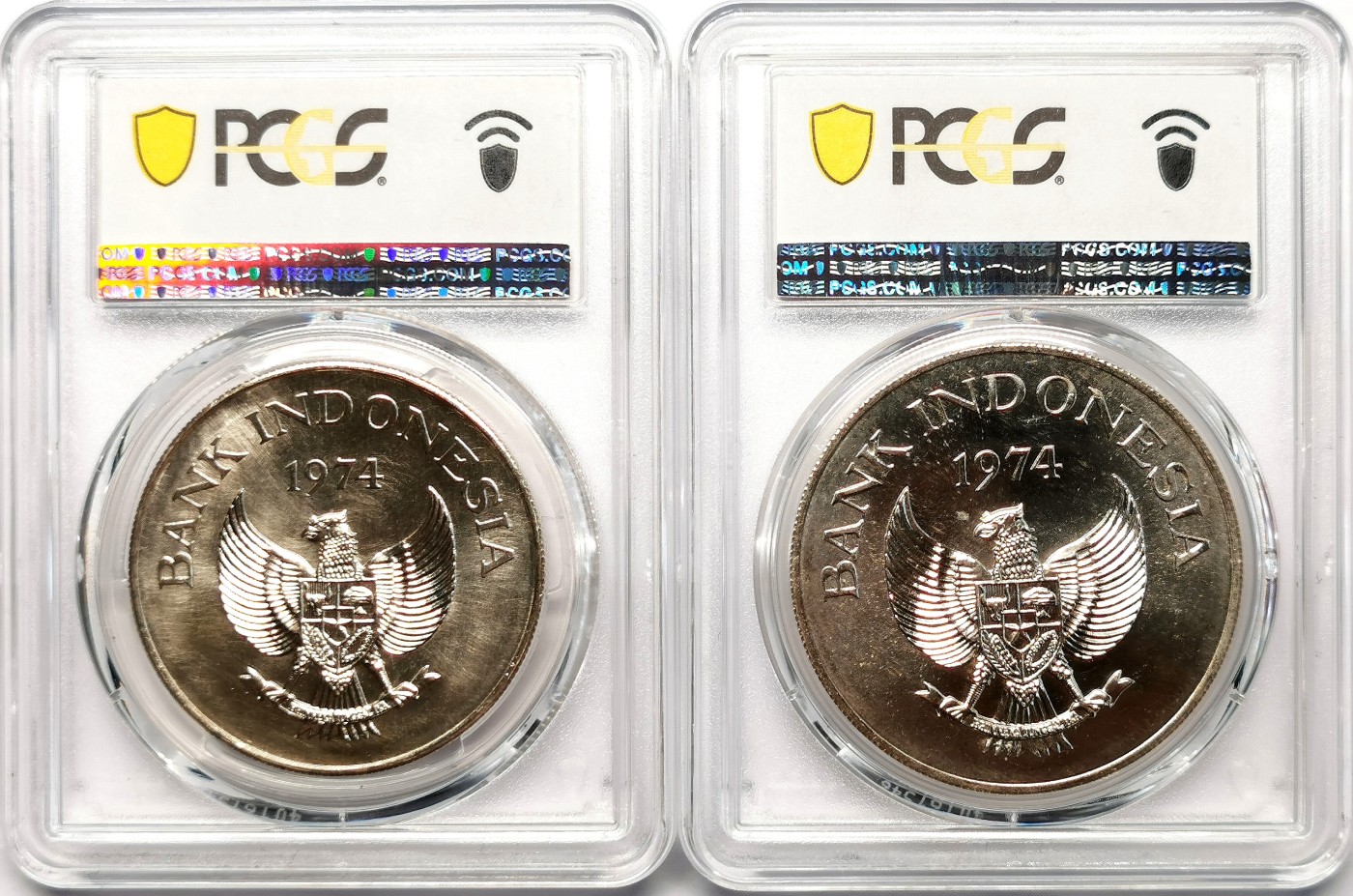 凡希社世界钱币微拍第二百六十二期 1974印度尼西亚濒危动物大银爪哇虎/红毛大猩猩两枚套PCGS-MS66/67