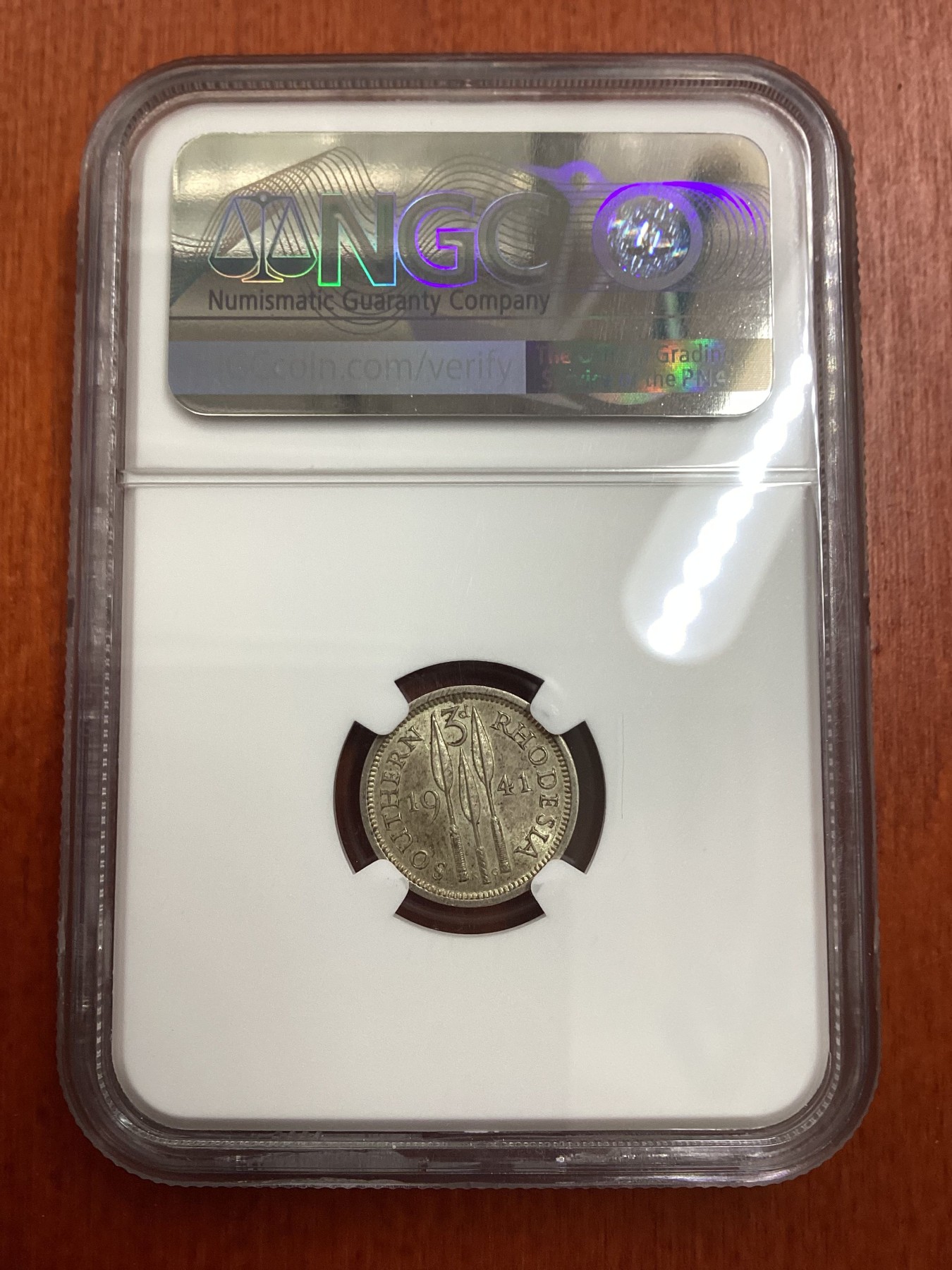 长老汇龙年精选第二场 1941南罗德西亚乔治六世3便士银币，NGC MS62分，更高分仅有6枚