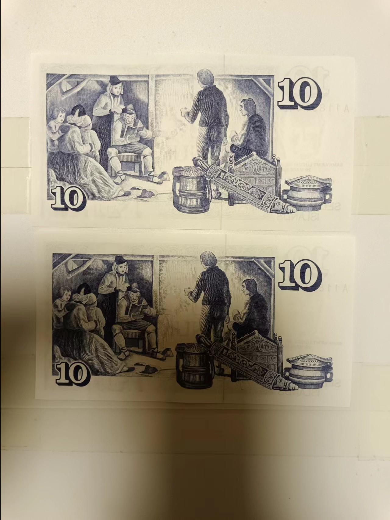 【20230310】非全新纸币第120场 冰岛1961年10克朗2张纸币，全新