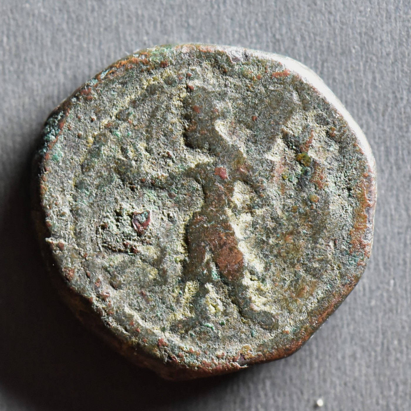 【良泉藏泉】第七期，打制币 丝路币专场 公元127-151年【古印度】迦腻色伽一世，月神“马奥”大铜币