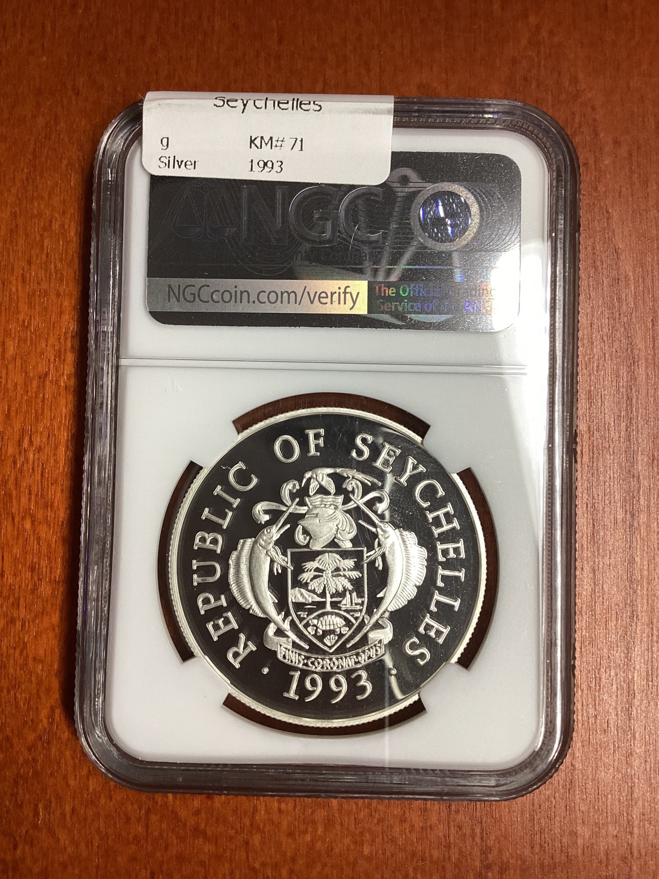 长老汇龙年精选第二场 1993 塞舌尔保护我们的世界25卢比精制银币，NGC PF70UC，唯一冠军分