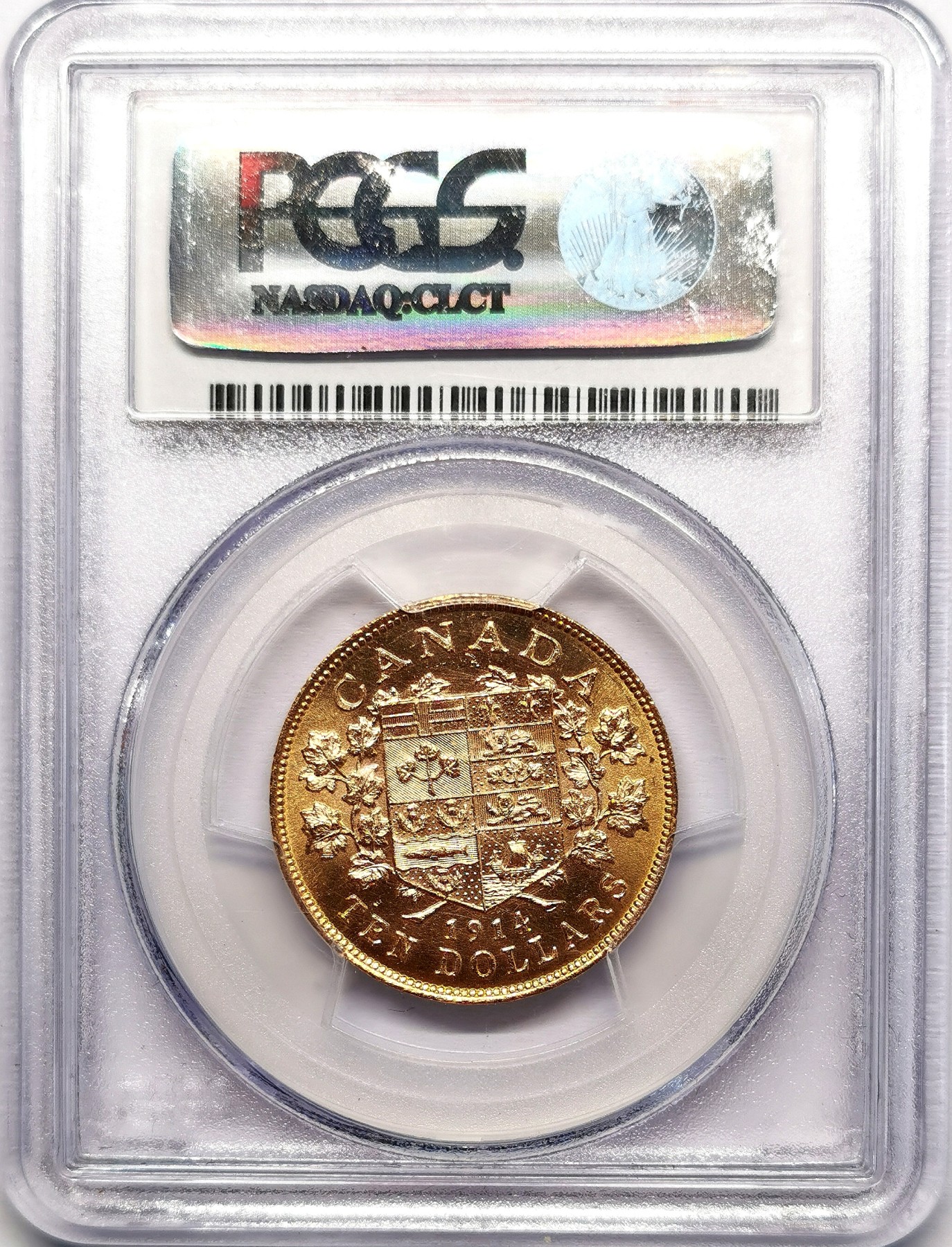 凡希社世界钱币微拍第二百六十二期 荐！1914加拿大乔五10元金币PCGS-MS64 来自加拿大国家黄金储备，16.718g，900金，仅铸造三年，1914为最贵的年份。