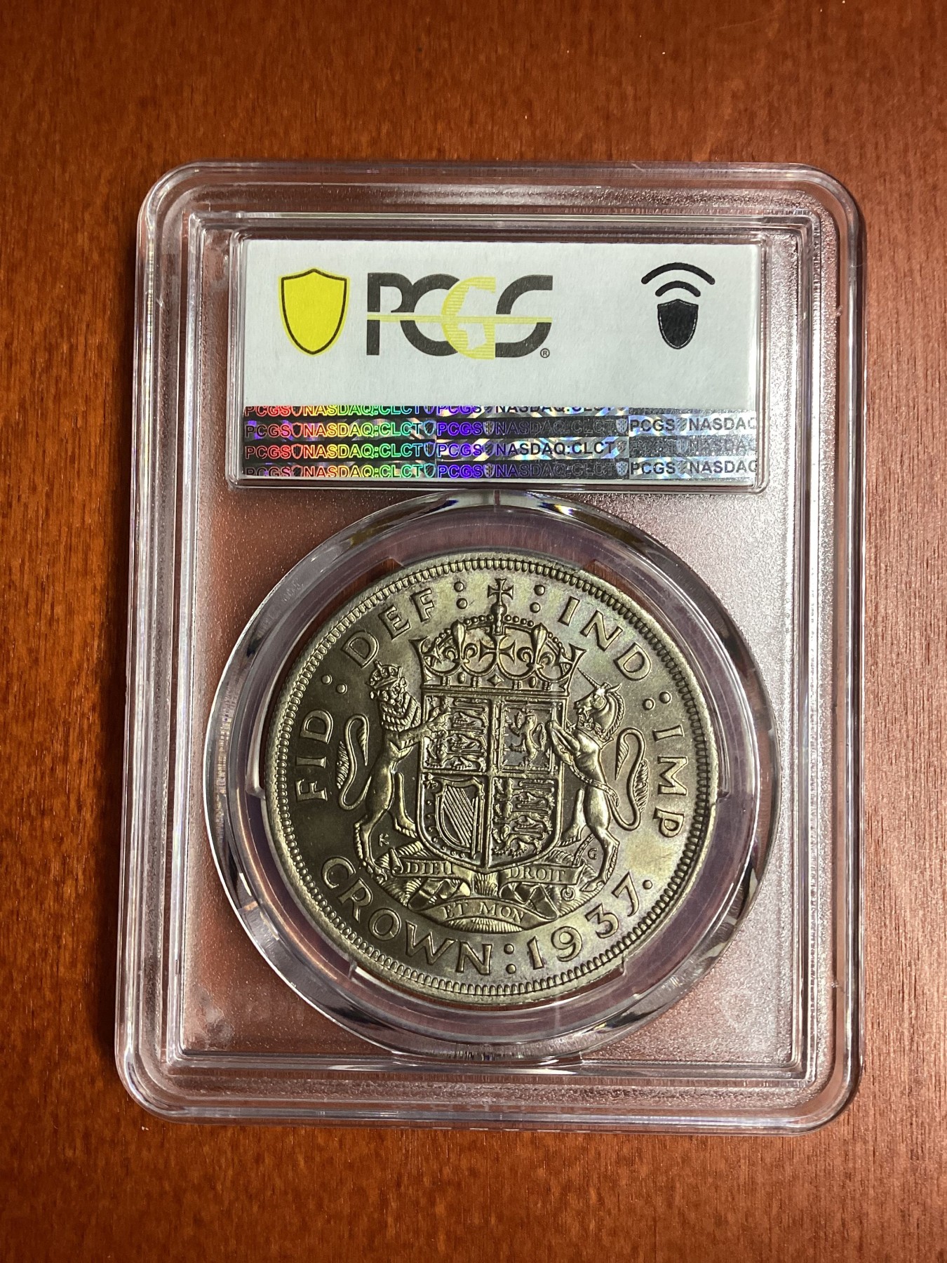 长老汇龙年精选第二场 1937 英国乔治六世克朗银币，PCGS MS63分，非常漂亮，64分曾卖到18000多元