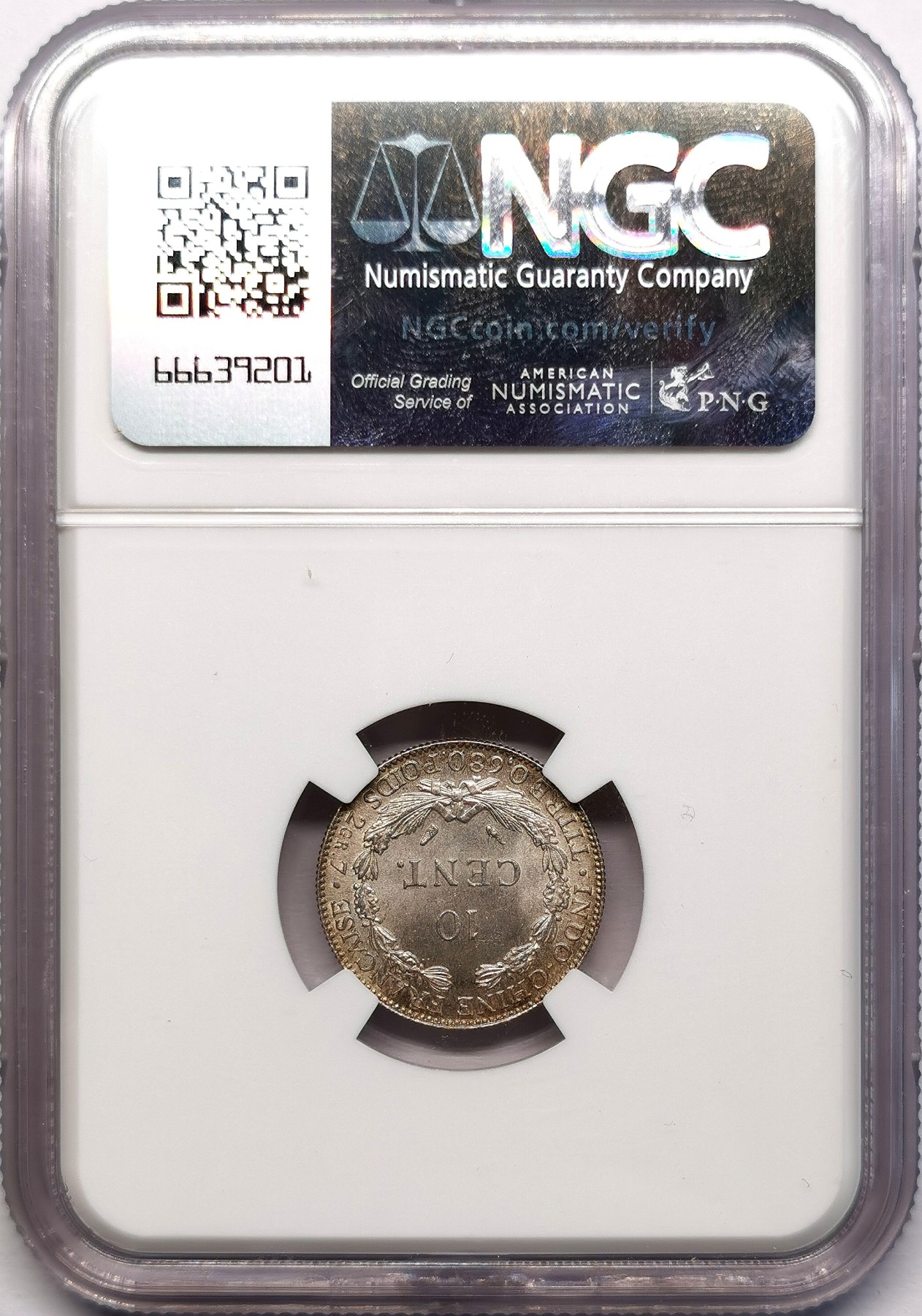 凡希社世界钱币微拍第二百六十二期 1937法属印度支那10分银毫NGC-MS64