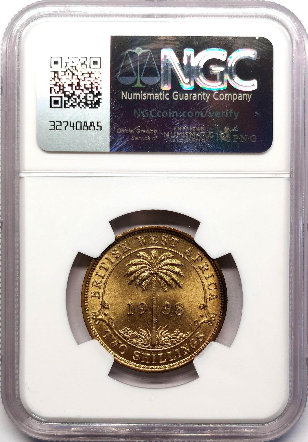 凡希社世界钱币微拍第二百六十二期 1938KN英属西非乔六黄铜2先令NGC-MS63