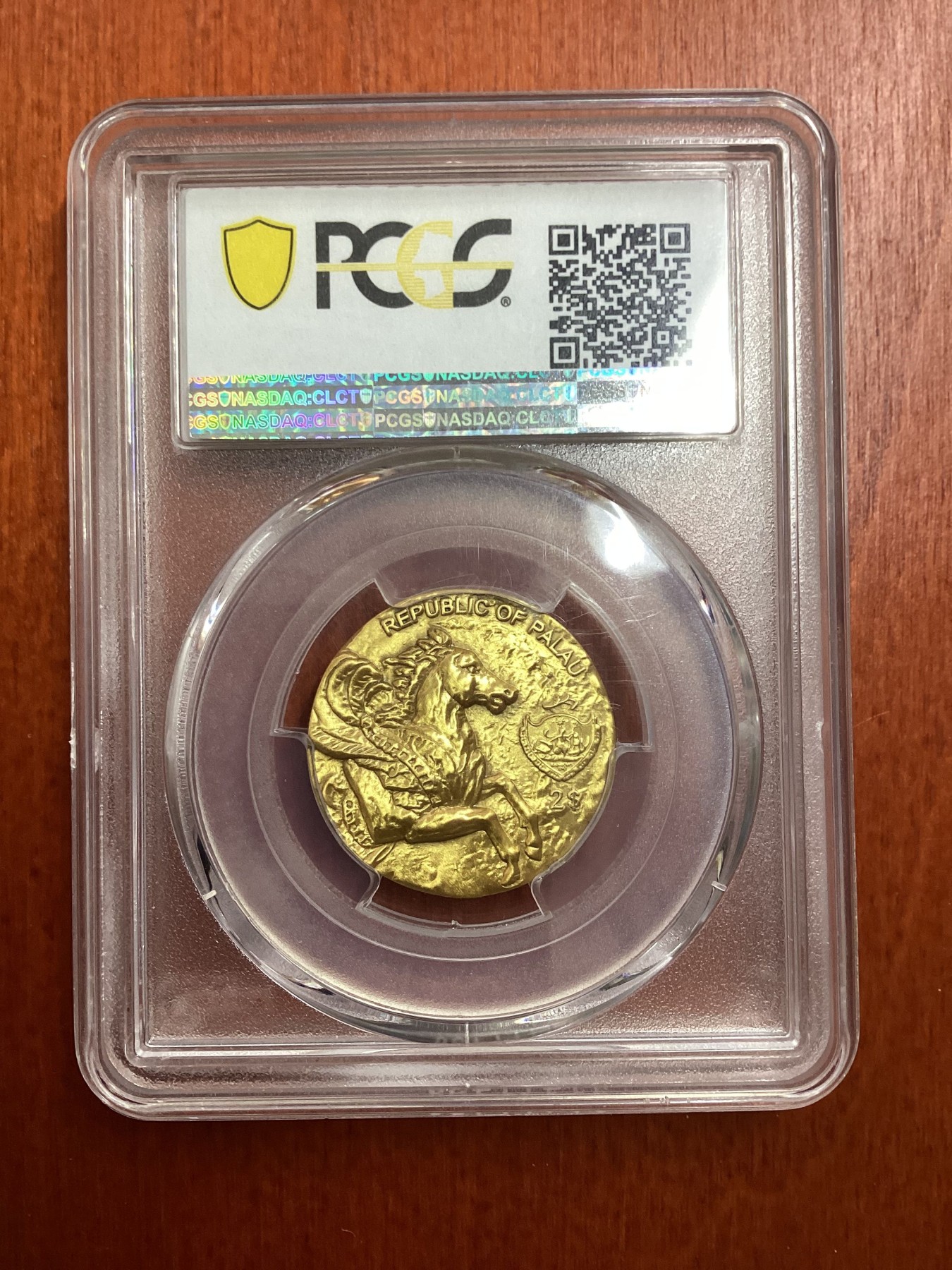 长老汇龙年精选第二场 nd(2020) 帕劳仿古希腊飞马镀金2元银币，PCGS MS70, 发行量500枚
