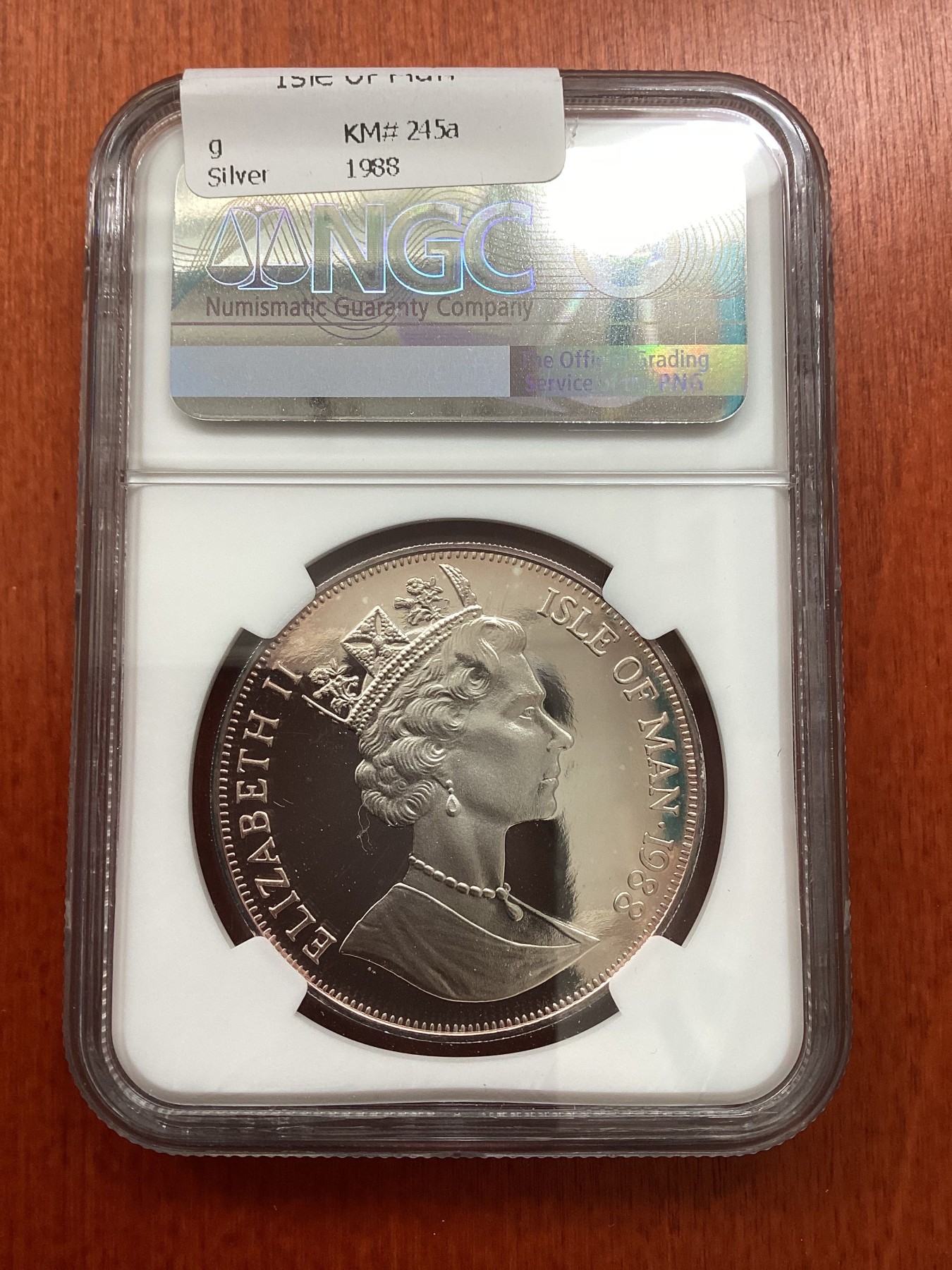 长老汇龙年精选第二场 1988 马恩猫系列马恩猫1克朗精制银币，NGC PF66UC