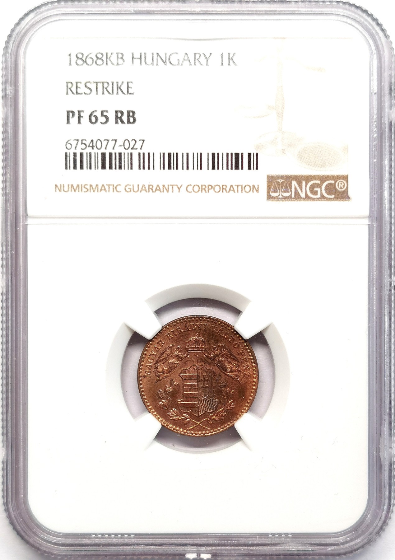 凡希社世界钱币微拍第二百六十二期 1868匈牙利2K铜币精铸NGC-PF65