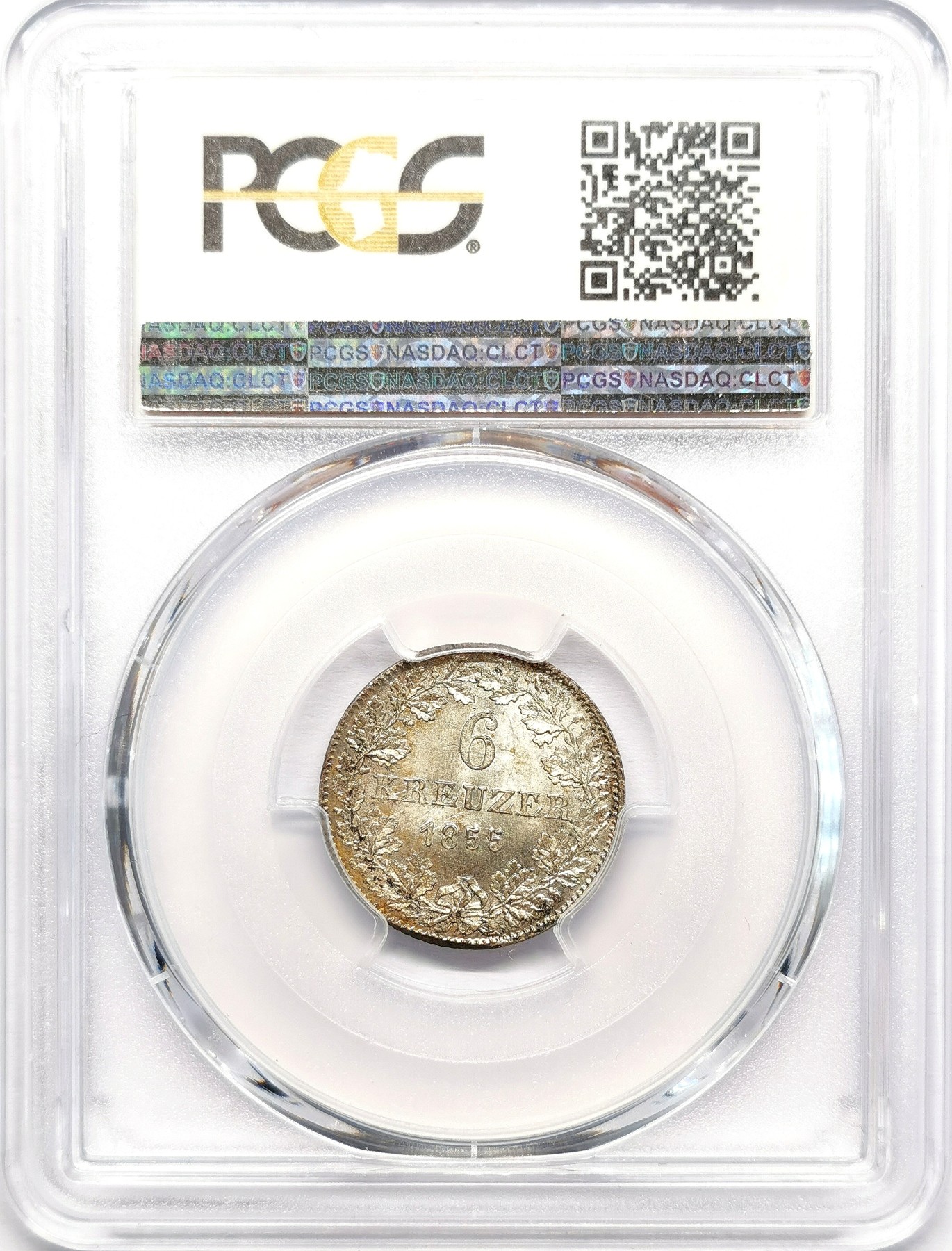 凡希社世界钱币微拍第二百六十二期 1855法兰克福6Kr银币PCGS-MS66银光高分！