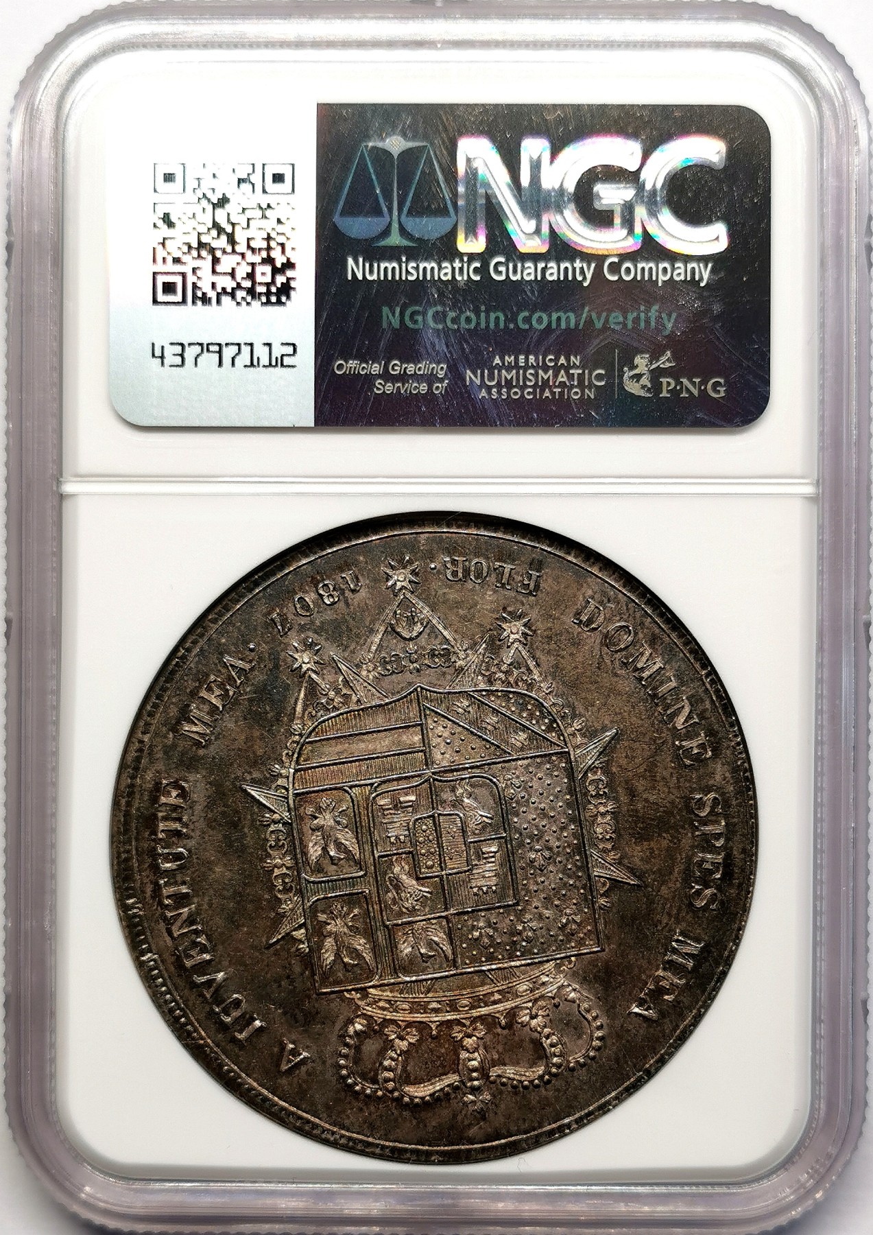 凡希社世界钱币微拍第二百六十二期 荐！1807托斯卡纳玛利亚路易莎母与子10里拉大银NGC-MS61 佛罗伦萨标准成色简写FLOR，一年型，香槟金五彩，包浆油润，绝色美物，值得高阶藏家入手！