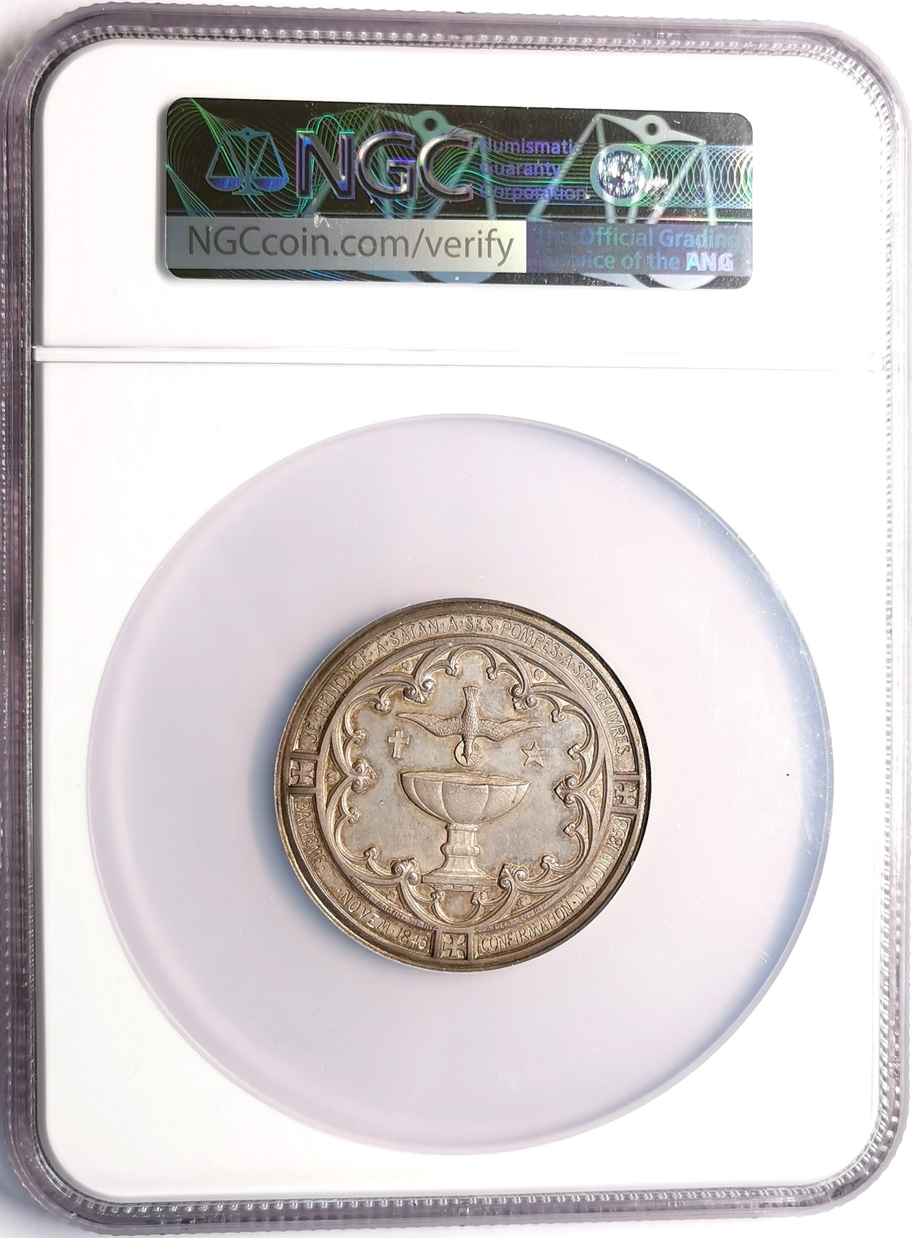 凡希社世界钱币微拍第二百六十二期 1858法国天主教坚信礼大银章NGC-MS64 Merley作品！