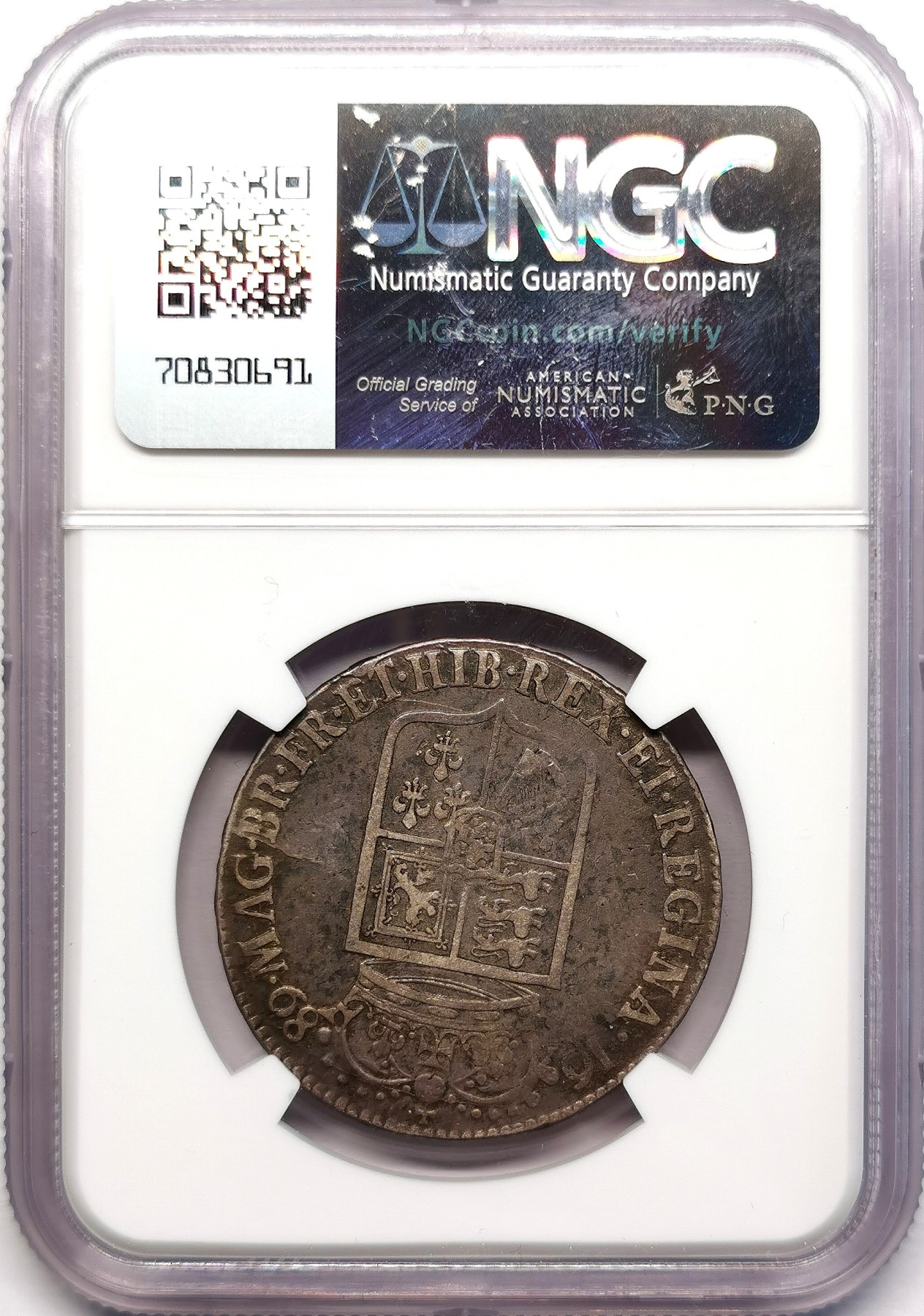 凡希社世界钱币微拍第二百六十二期 1689英国威廉与玛丽1/2克朗NGC-F15