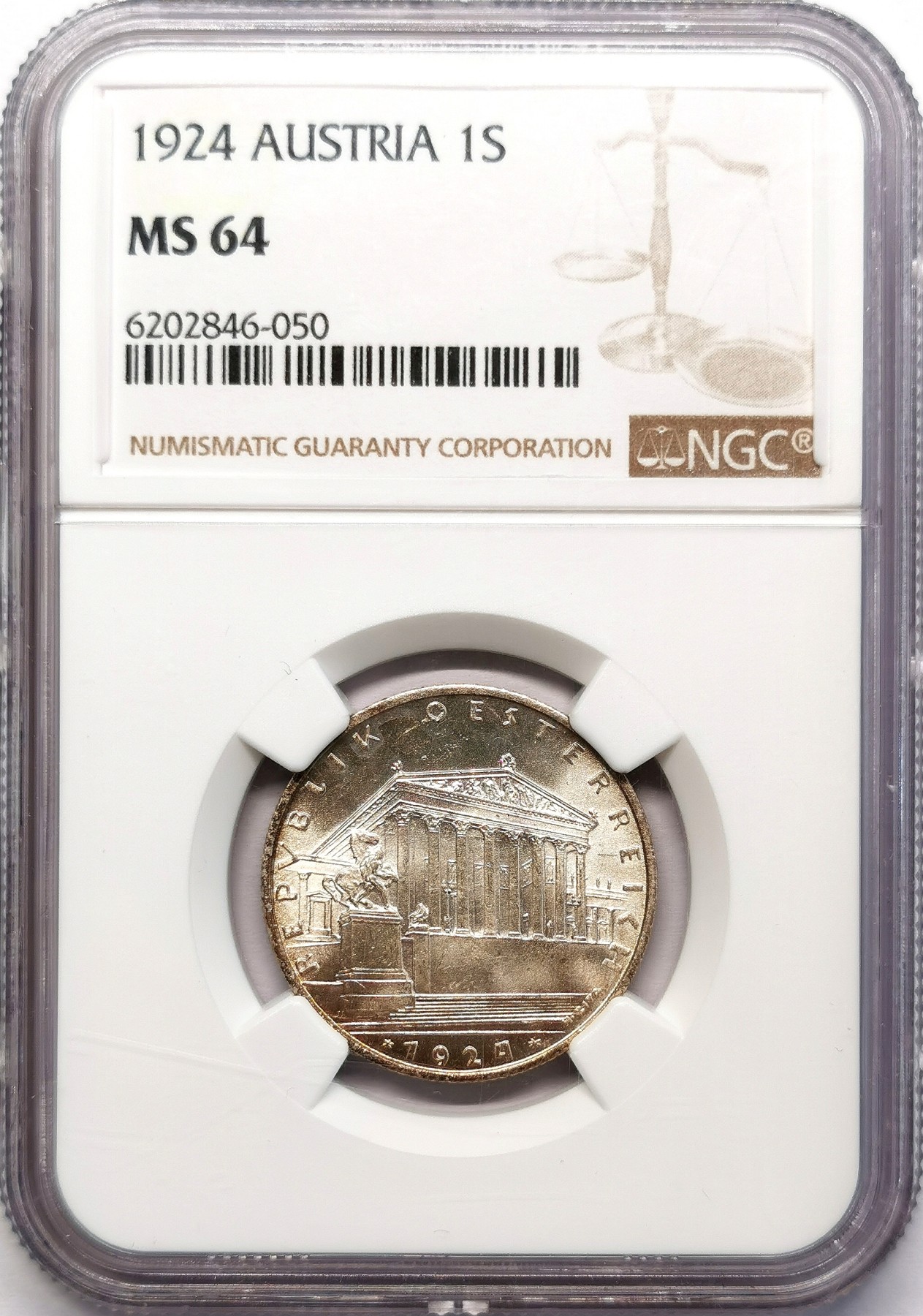 凡希社世界钱币微拍第二百六十二期 1924奥地利流通版先令银币NGC-MS64