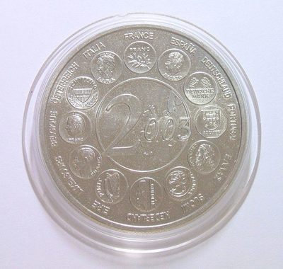 法国2003年币中币 欧元定名8周年高浮雕精制大铜章 40MM - 法国2003年币中币 欧元定名8周年高浮雕精制大铜章 40MM