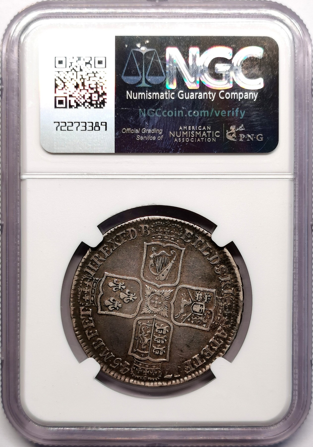 凡希社世界钱币微拍第二百六十二期 1745英国乔二LIMA1/2克朗NGC-VF25