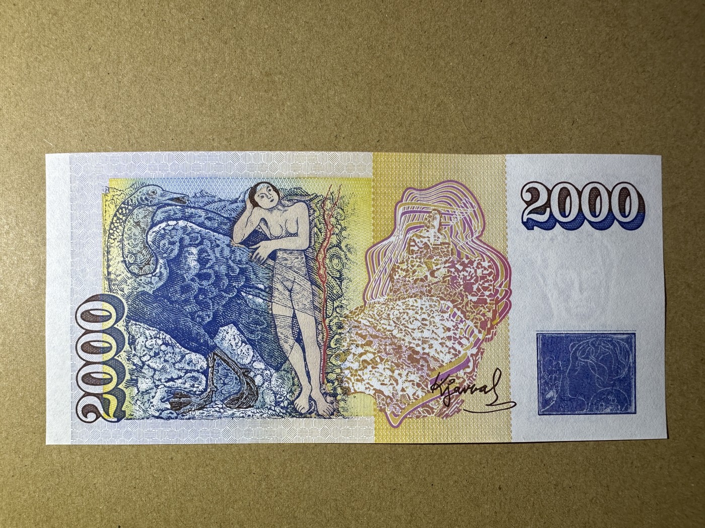 《张总收藏》140期-外币精品荟萃 冰岛2000克朗 UNC 1986年末版 冰岛画家卡瓦尔 稀少面值
