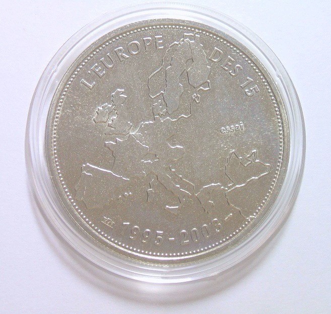 法国2003年币中币 欧元定名8周年高浮雕精制大铜章 40MM