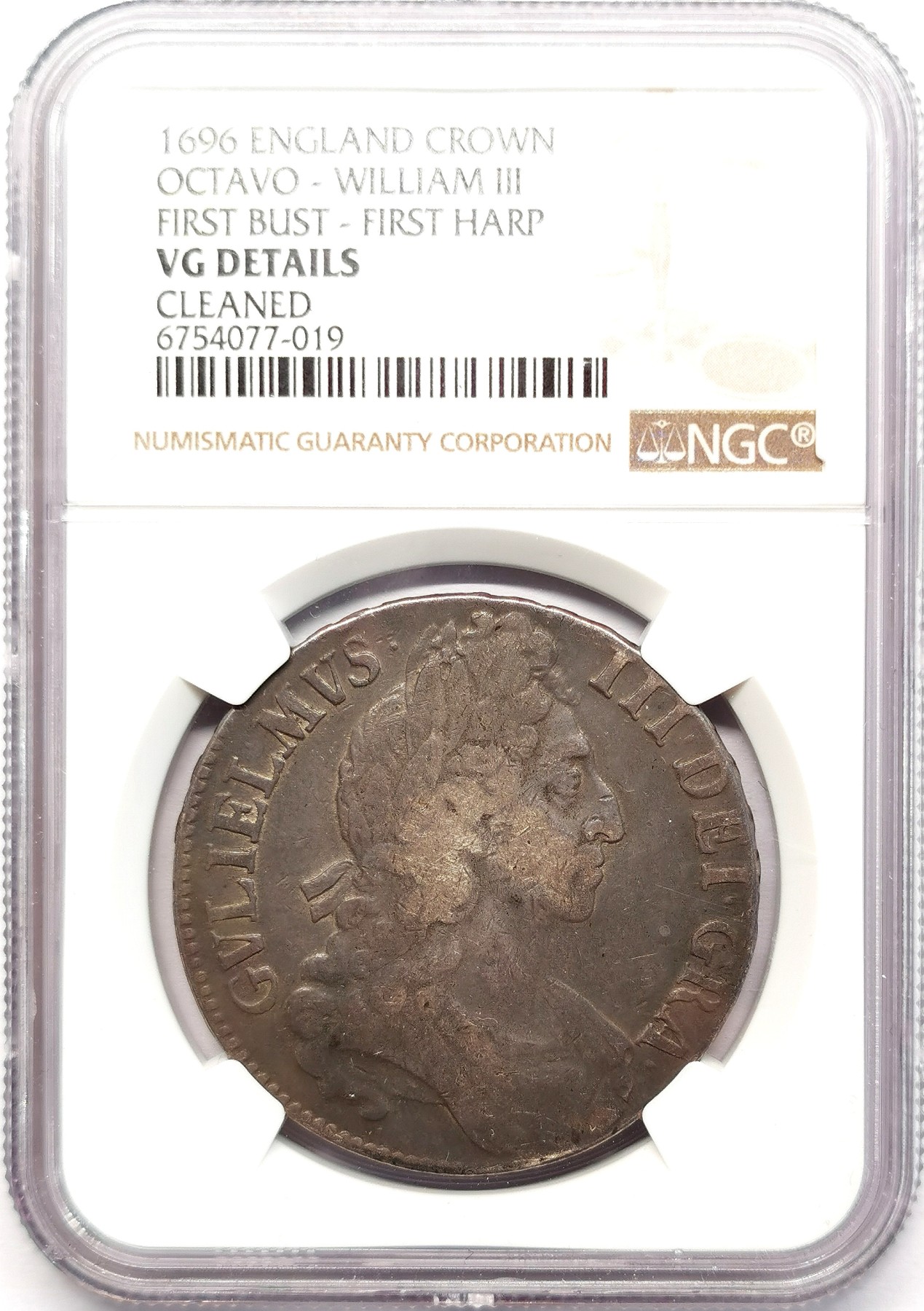 凡希社世界钱币微拍第二百六十二期 1696英国威廉三世克朗大银NGC-VG