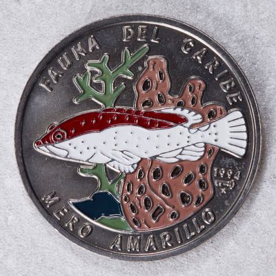 S&S Numismatic世界钱币-拍卖 第95期  - 古巴1994年 加勒比动物系列I–黄色石斑鱼 1比索彩色纪念币