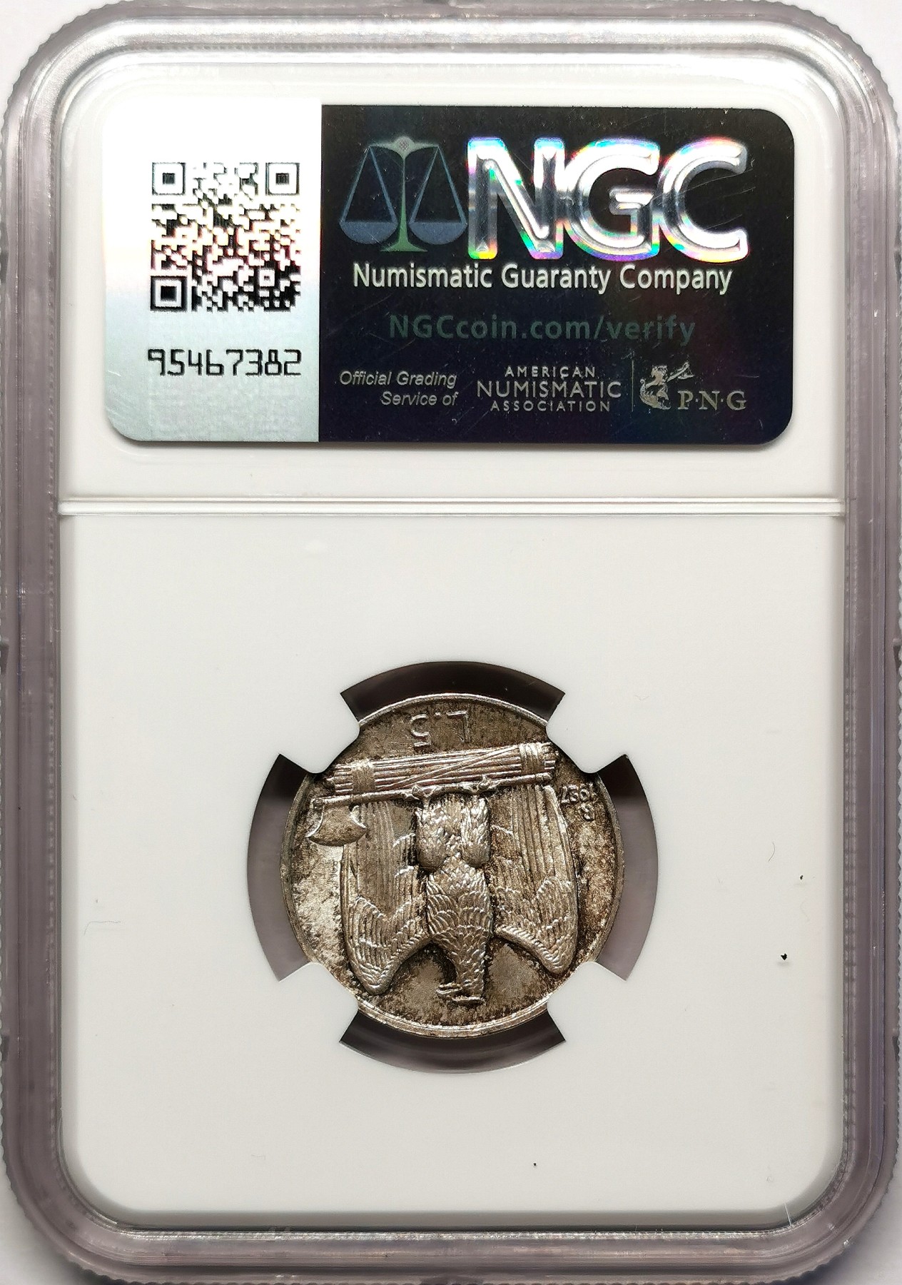 凡希社世界钱币微拍第二百六十二期 1927意大利5里拉银币NGC-MS64