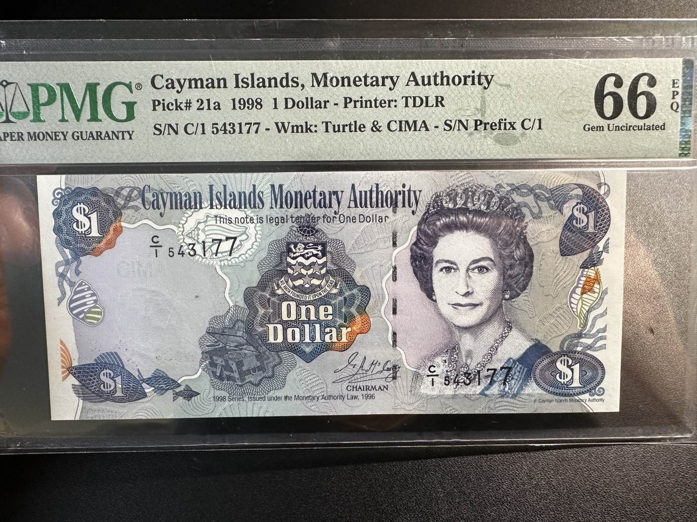 《外钞收藏家》第三百四十六期 1998年开曼群岛1刀 PMG66