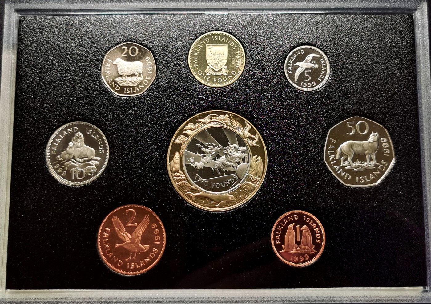 凡希社世界钱币微拍第二百六十二期 1999福克兰群岛精铸PS原厂包装全品！